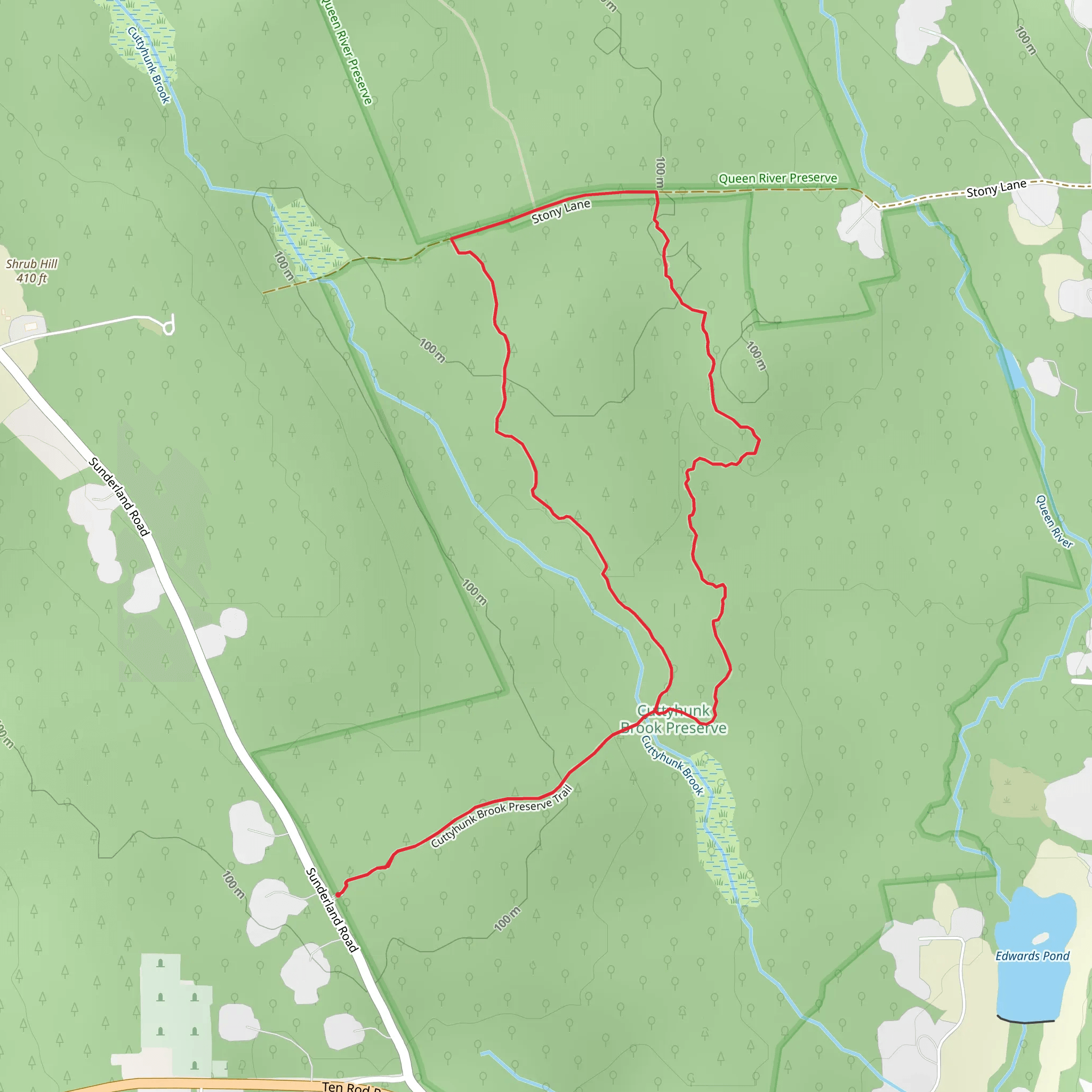 Cuttyhunk Brook Preserve Loop Trail mobile static map