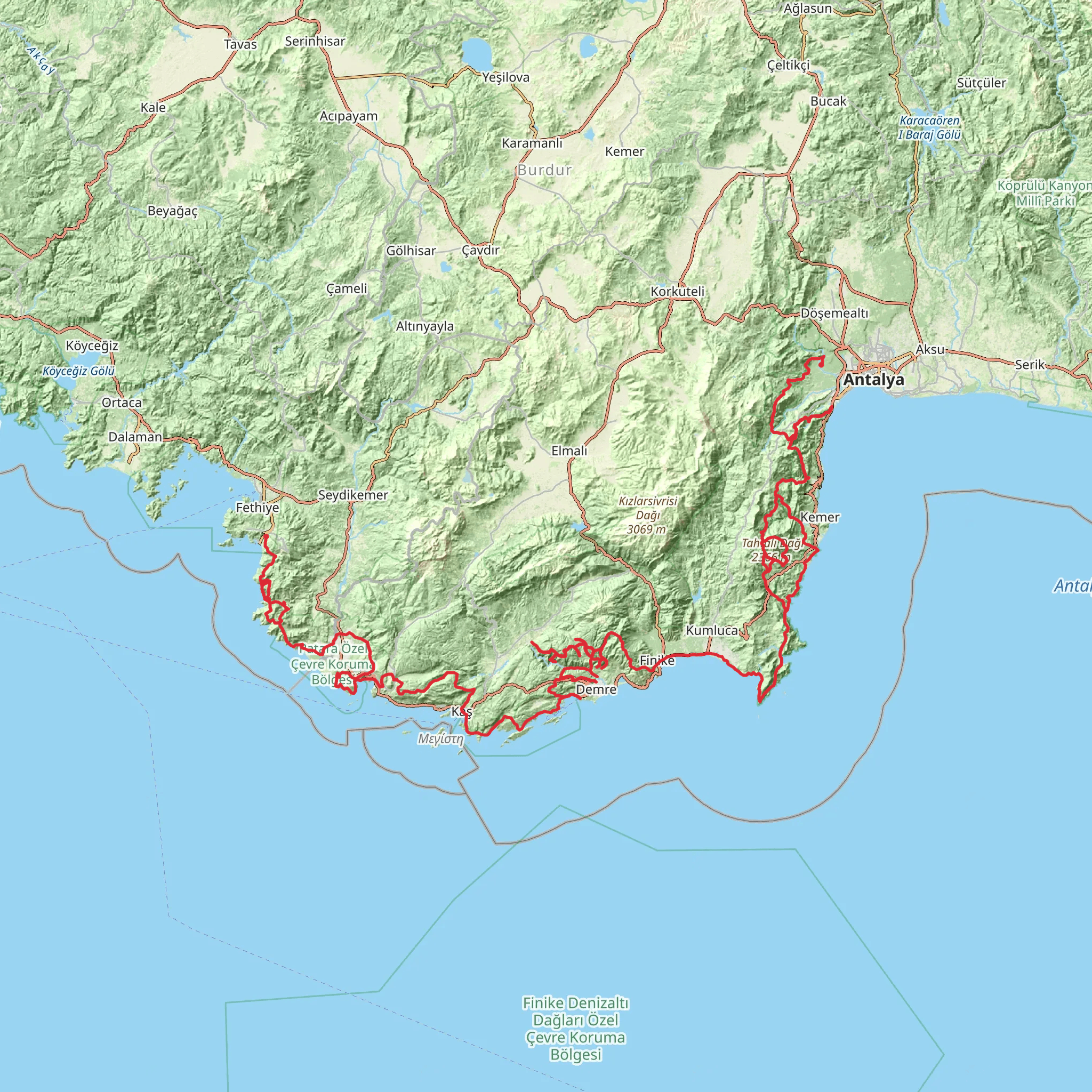 Lycian Way mobile static map