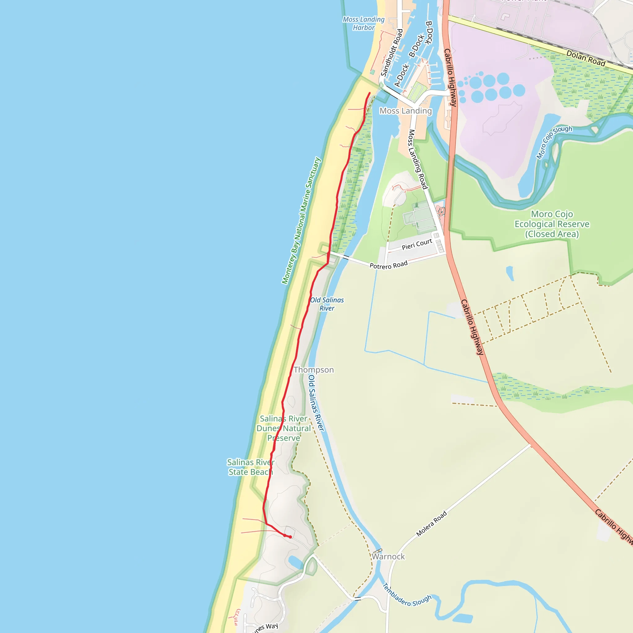 Walk along Old Salinas River mobile static map