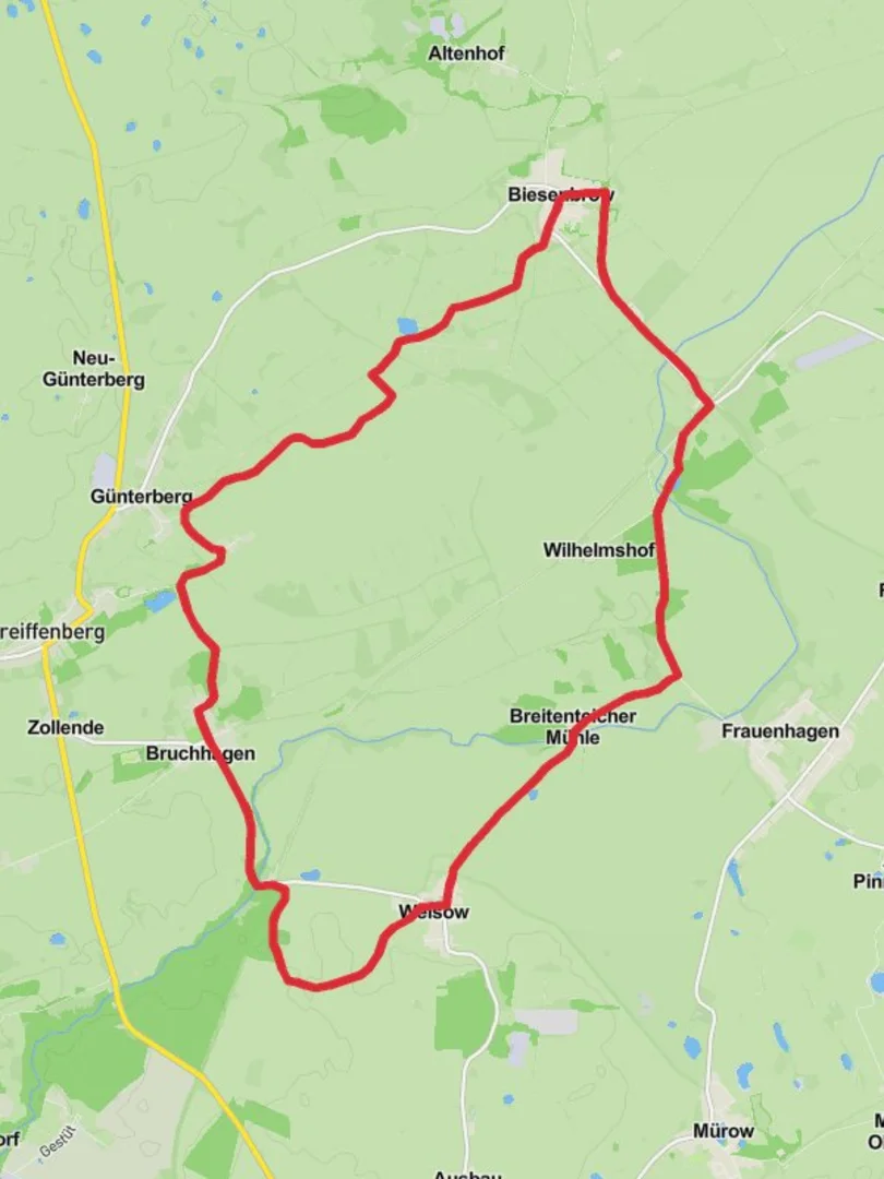 An image depicting the trail Biesenbrow Loop and its surrounding area.