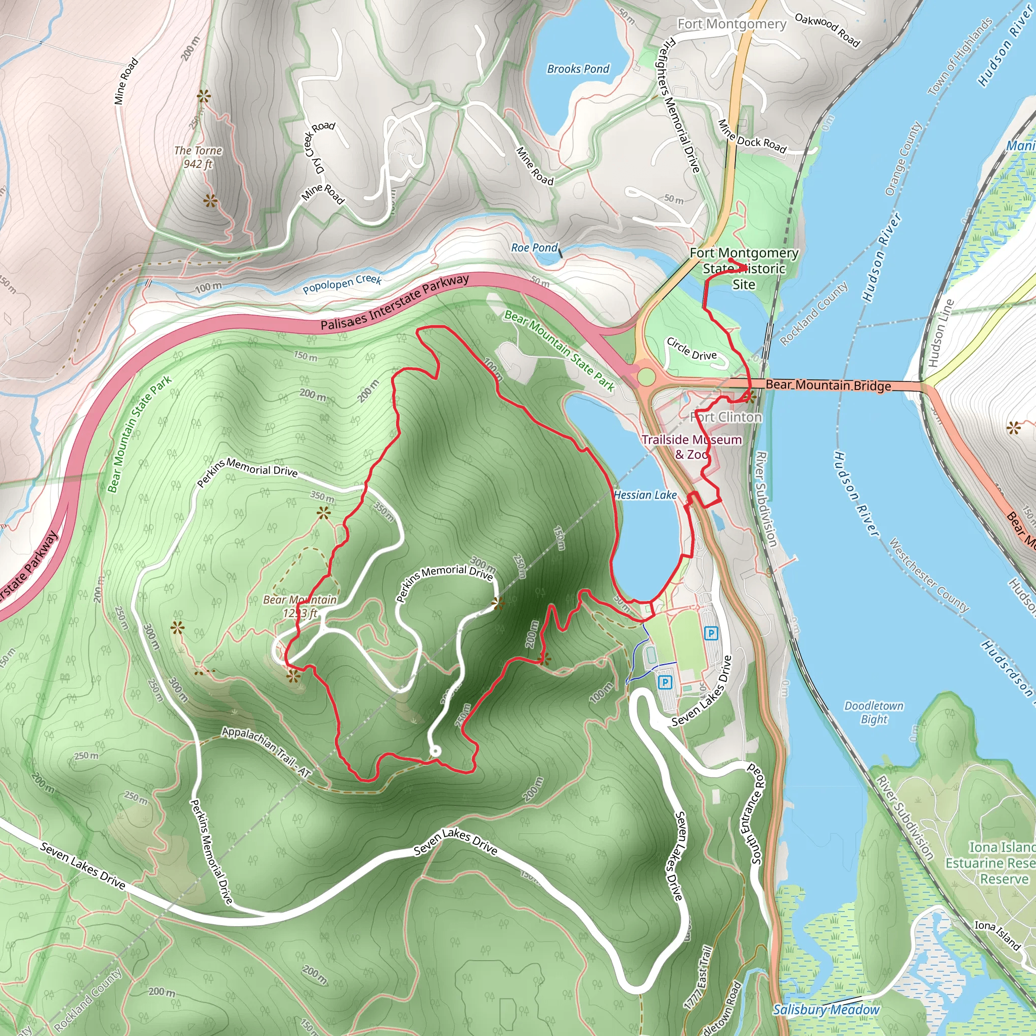 Bear Mountain and Hessian Lake Loop mobile static map