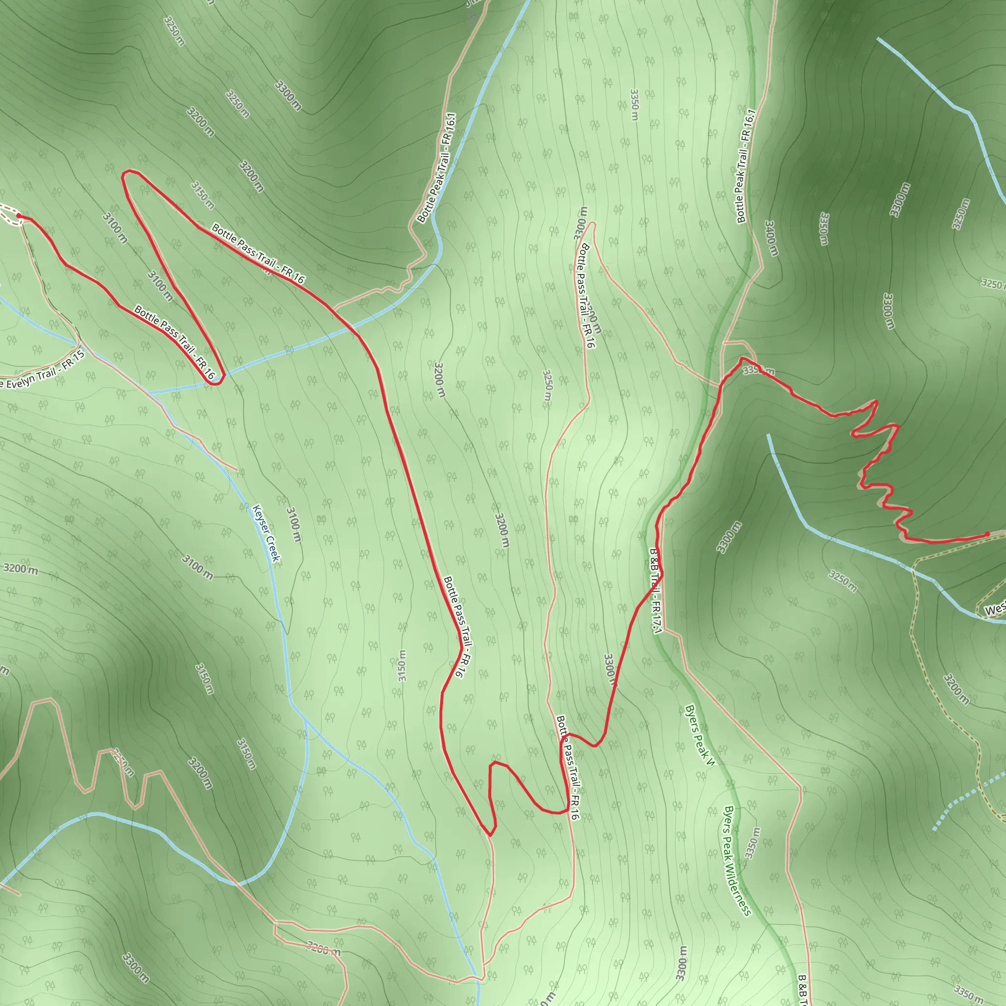 Bottle Pass Trail mobile static map