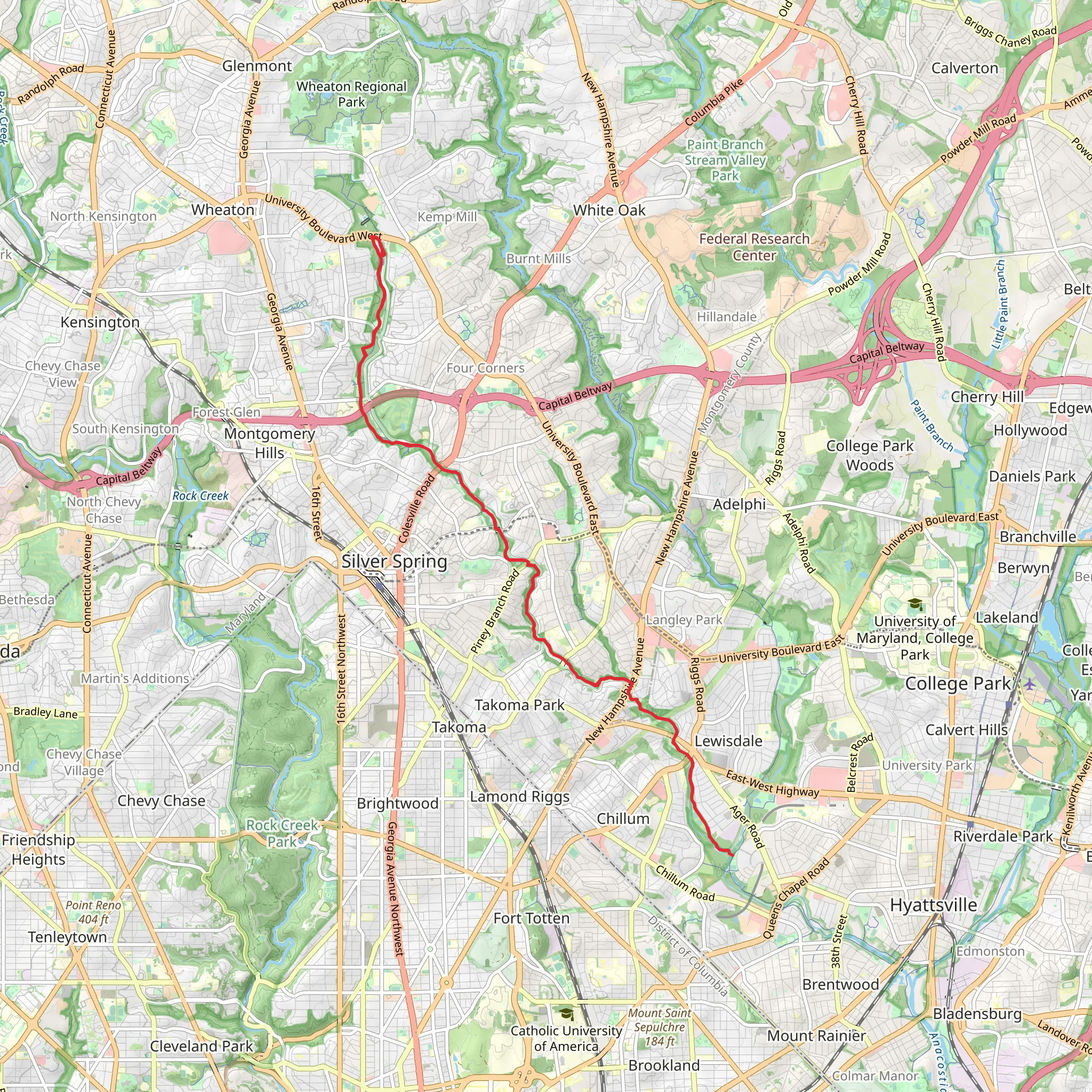 Sligo Creek Trail mobile static map