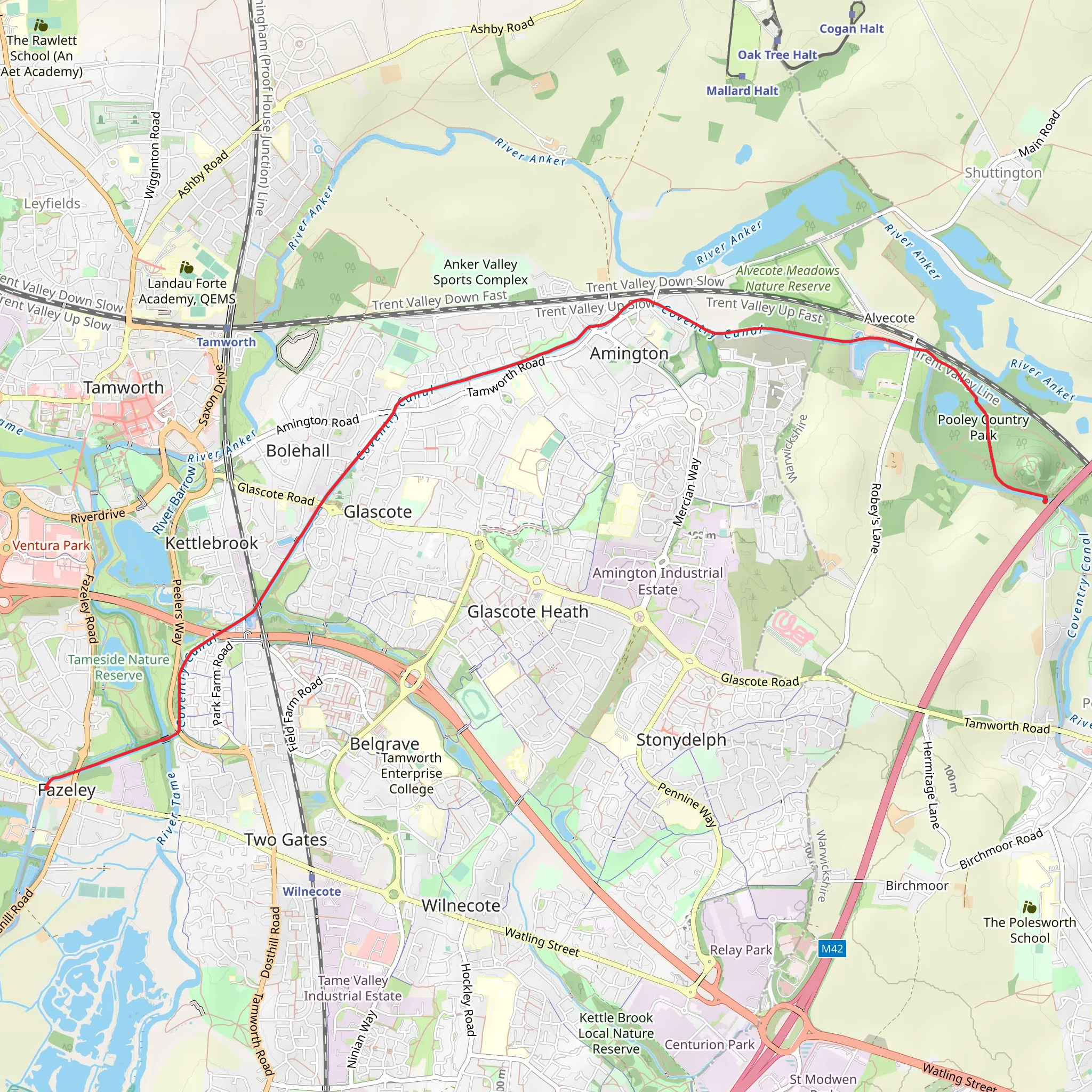Tamworth Canal Walk mobile static map