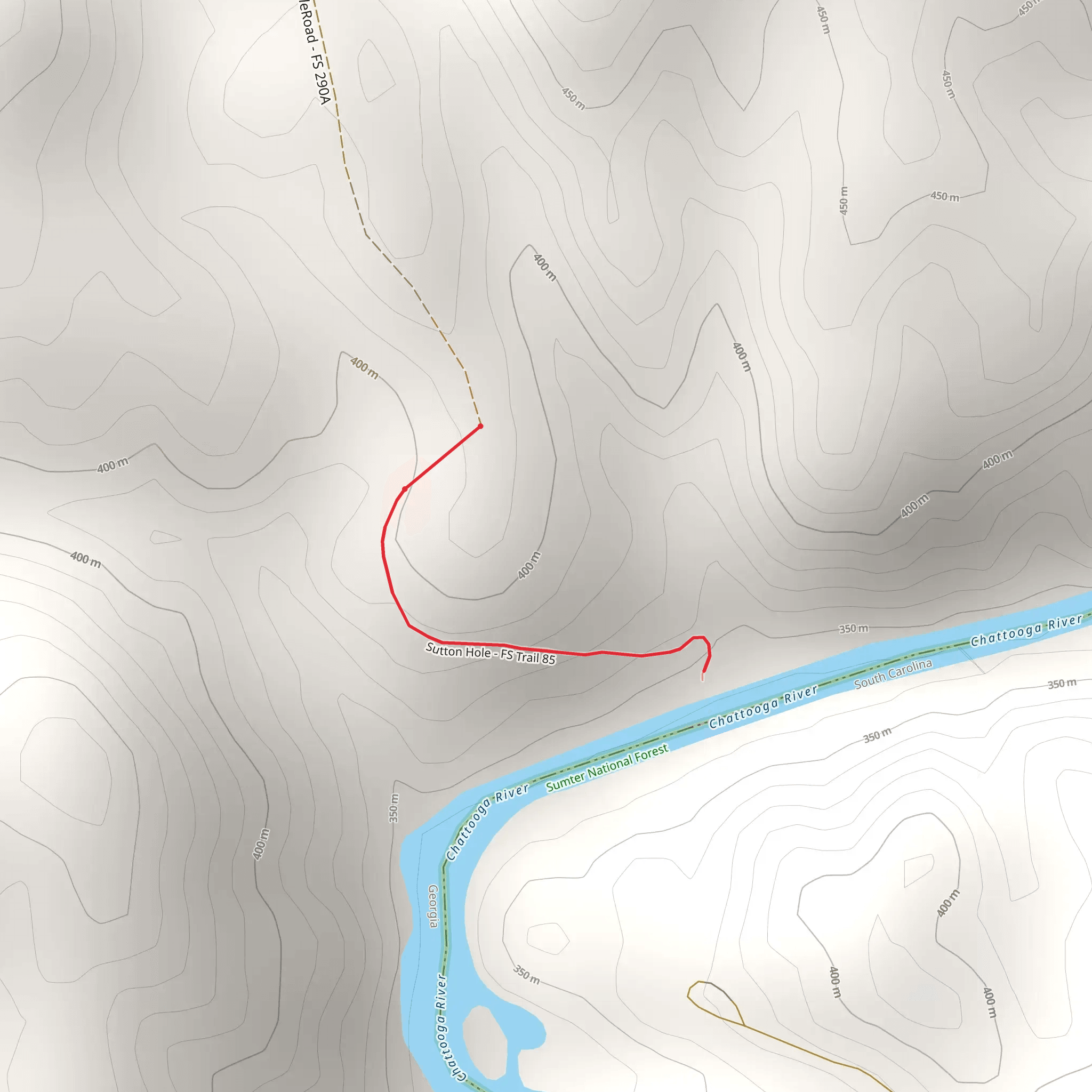 Sutton Hole to Chattooga River mobile static map