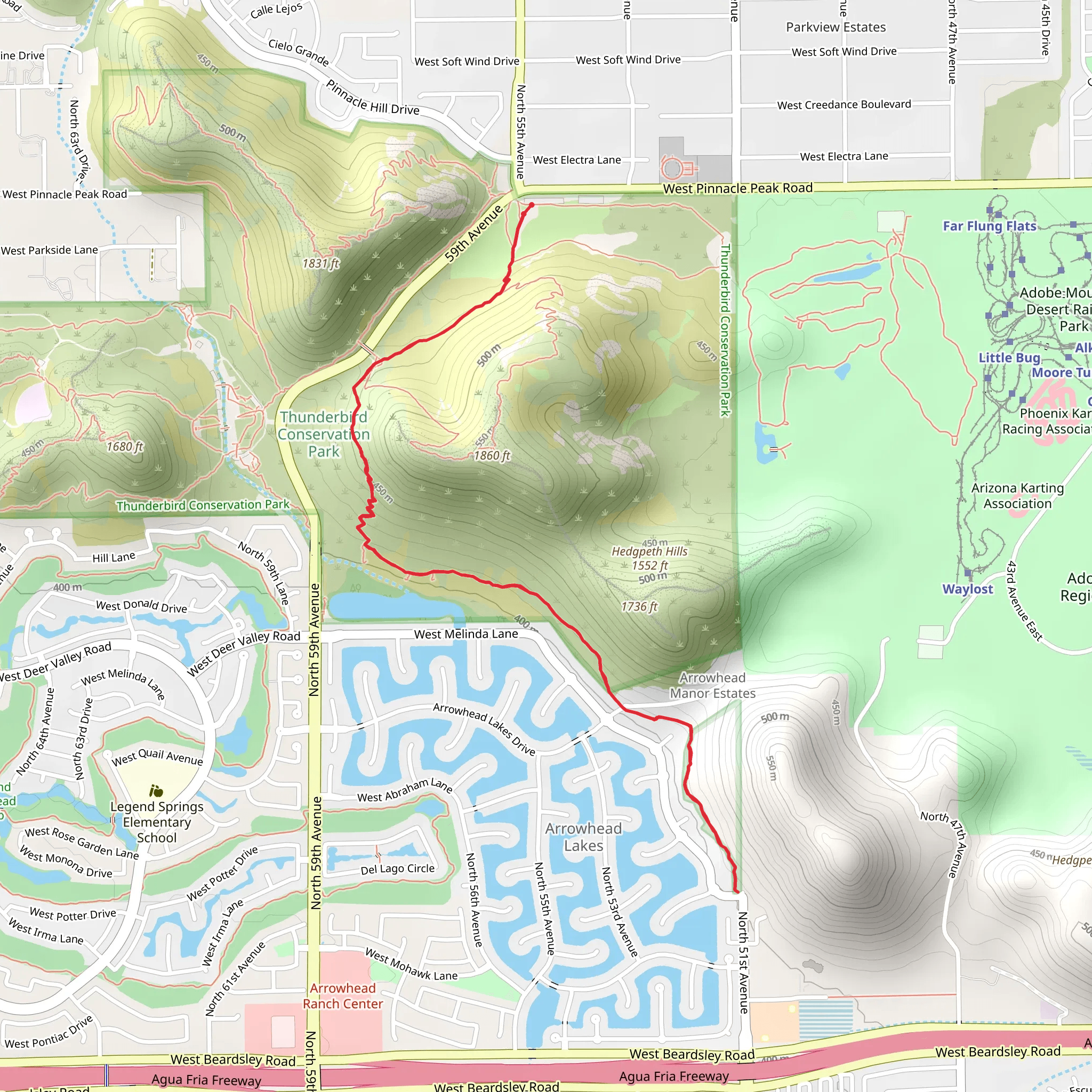 Thunderbird Conservation Park - H - 1 Trail mobile static map