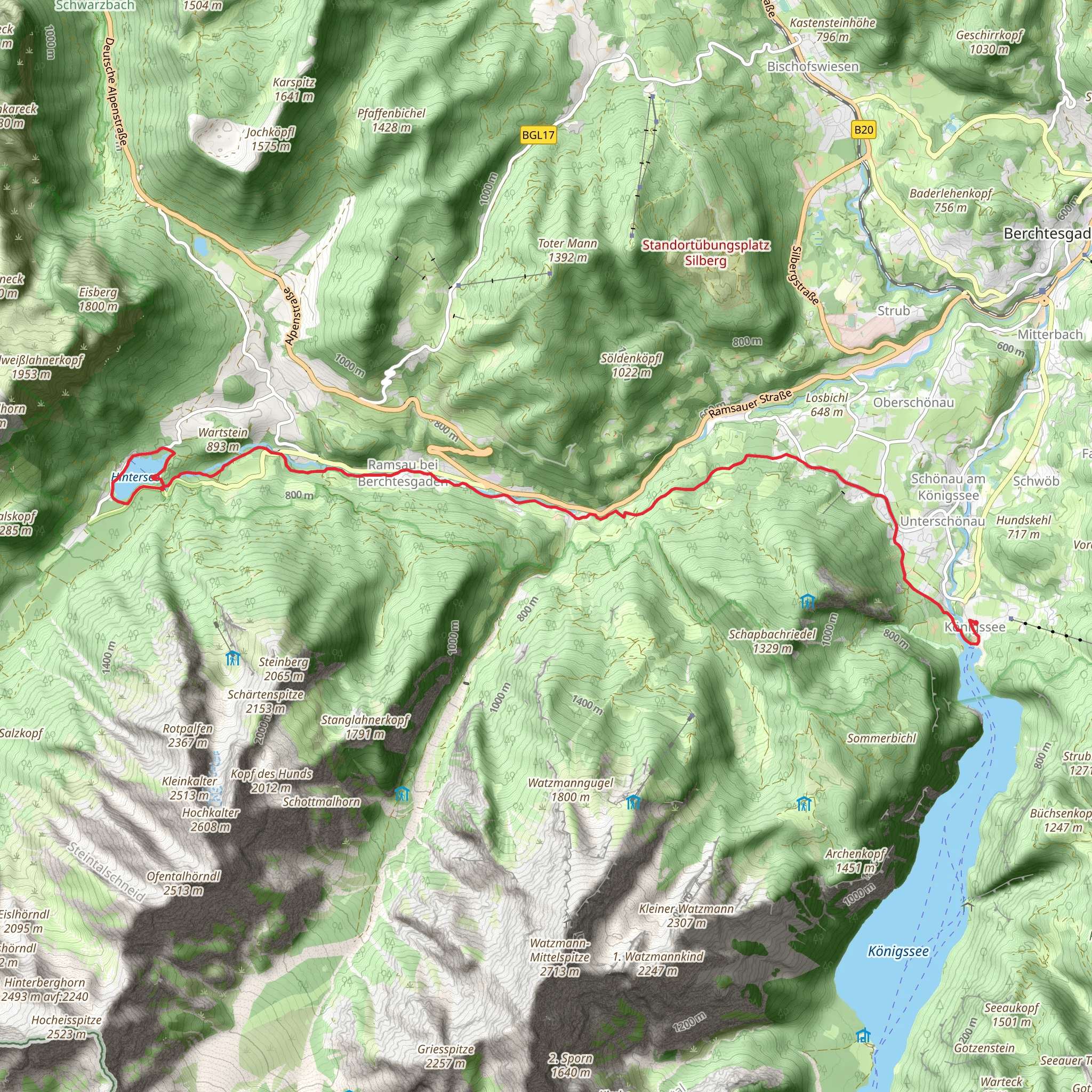 Konugssee to Hintersee Walk mobile static map