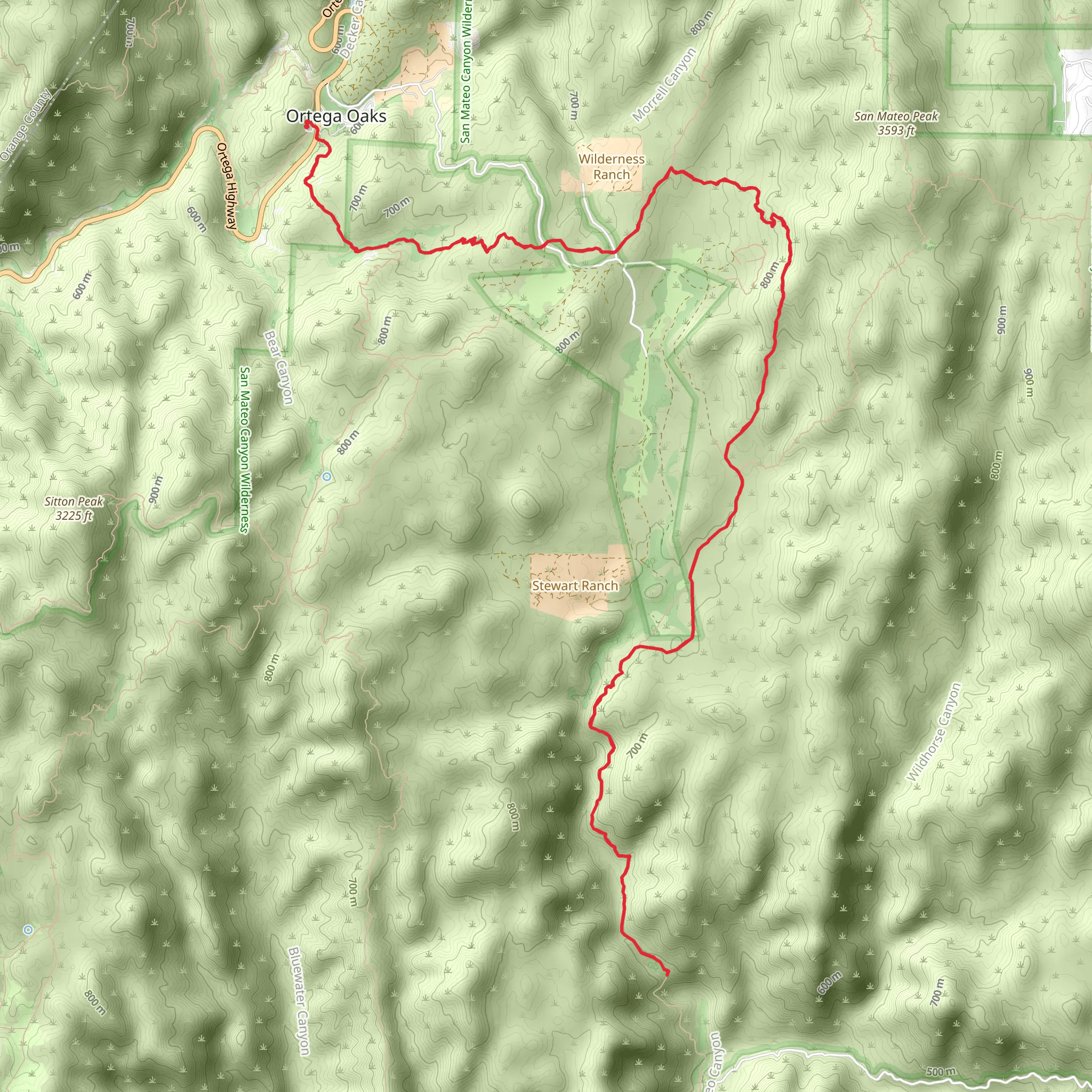 Bear Canyon - Morgan - Tenaja Falls Trail mobile static map