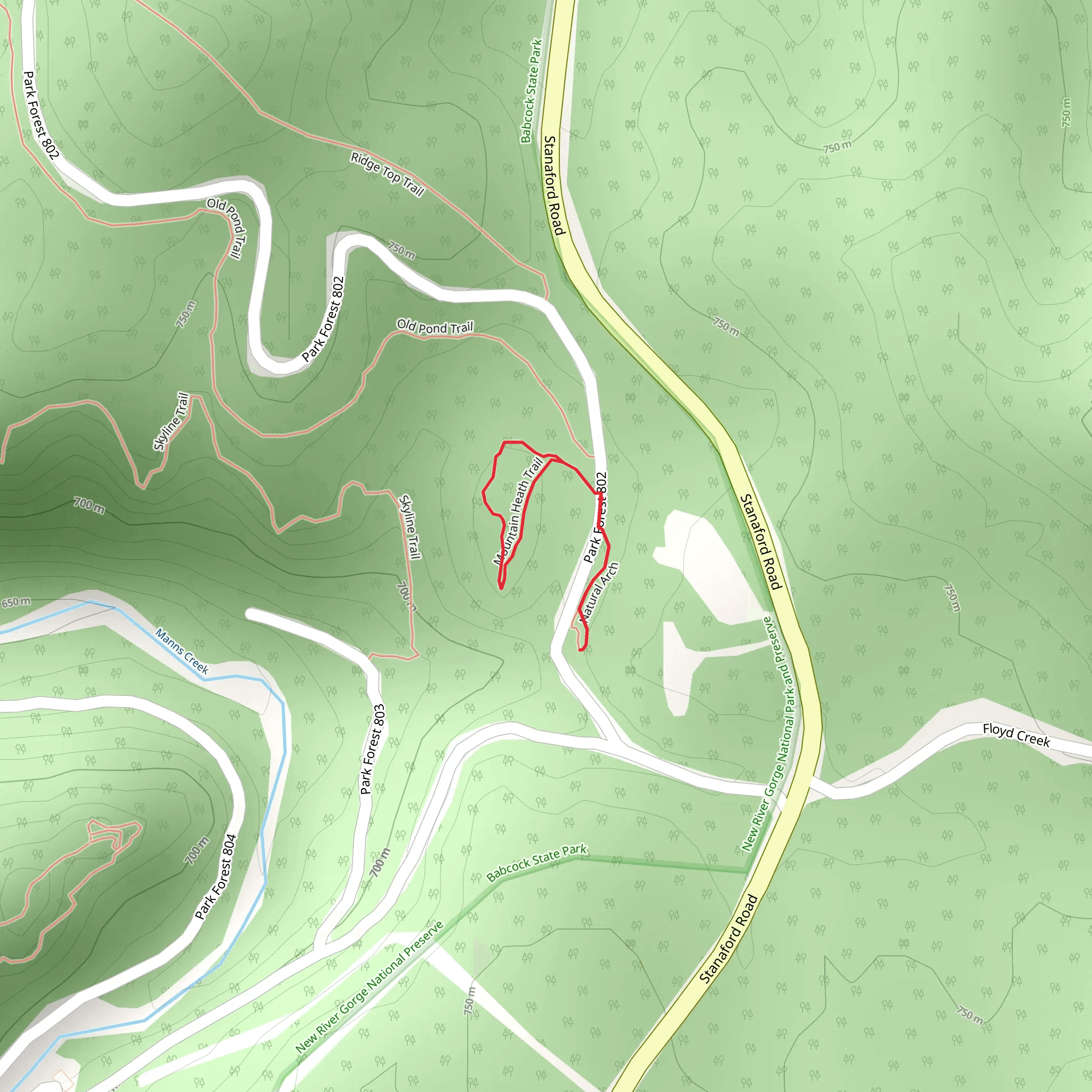 Mountain Heath Loop Trail mobile static map