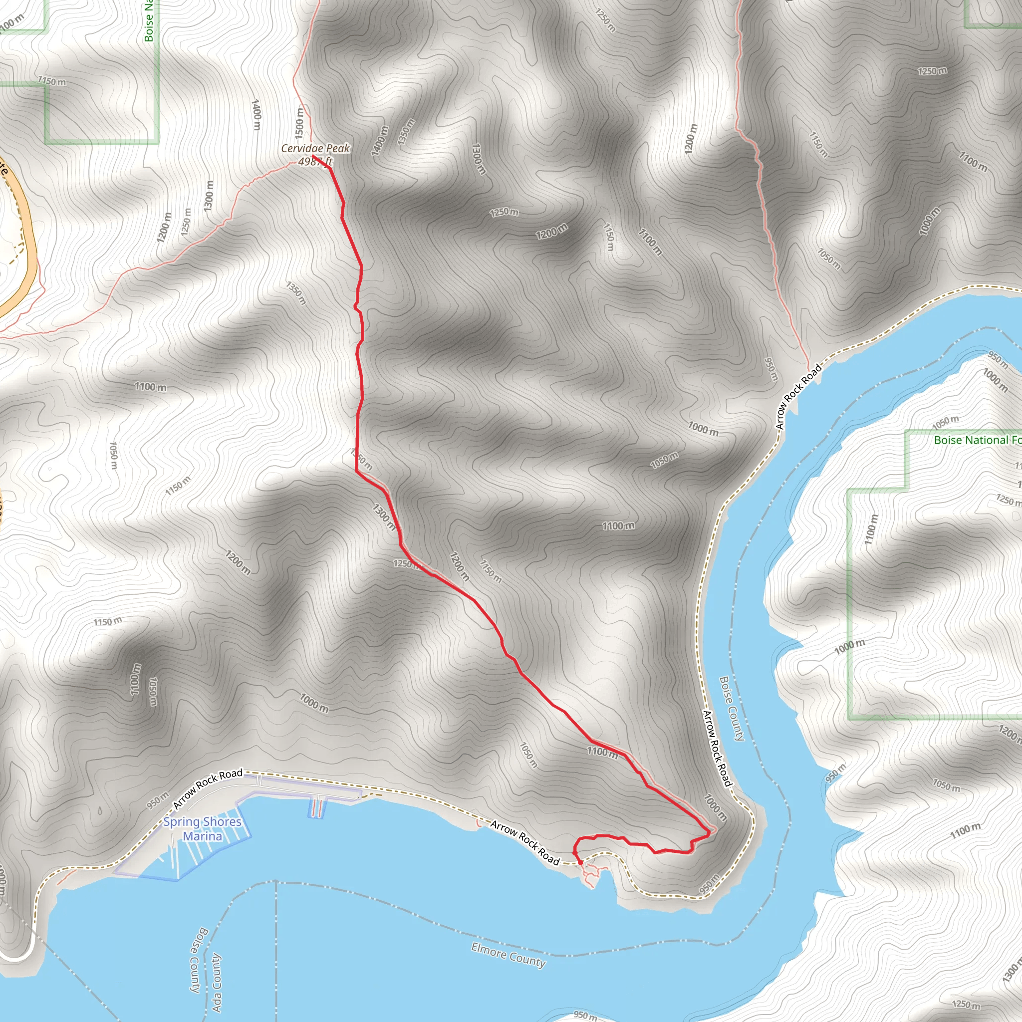Cervidae Peak Out and Back mobile static map