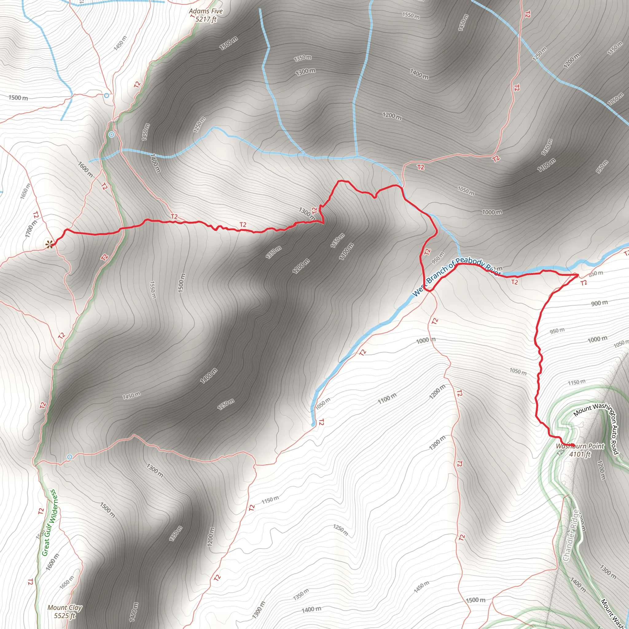 Six Husbands Trail and Mount Jefferson via Chandler Brook Trail mobile static map