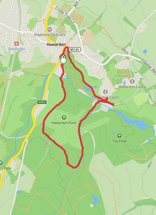 Hike on Hawarden Castle Loop mobile static map