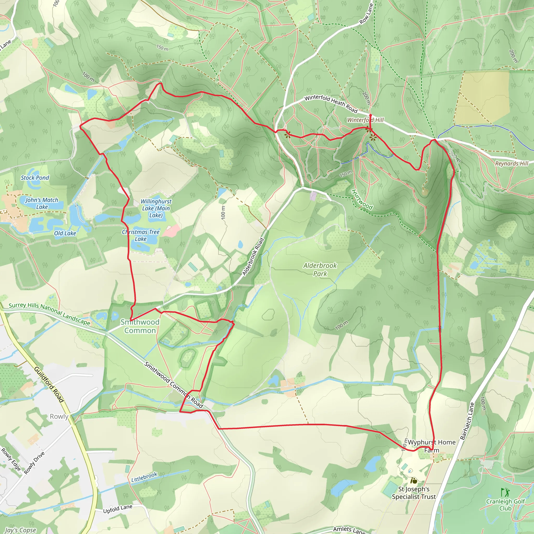 Sandy Hill and Willinghurst Fishery Loop mobile static map