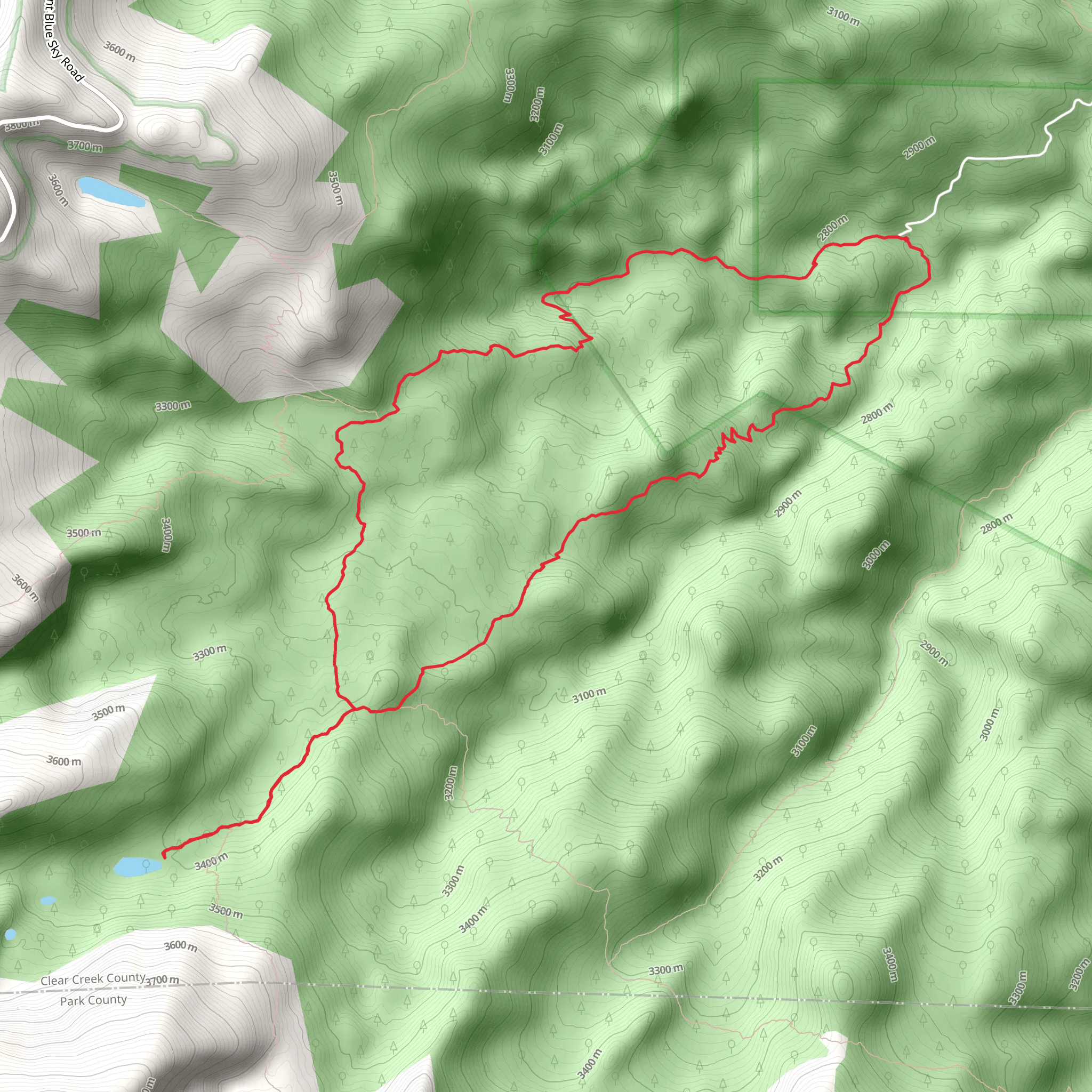 Beaver Meadows and Beartrack Lakes Loop mobile static map
