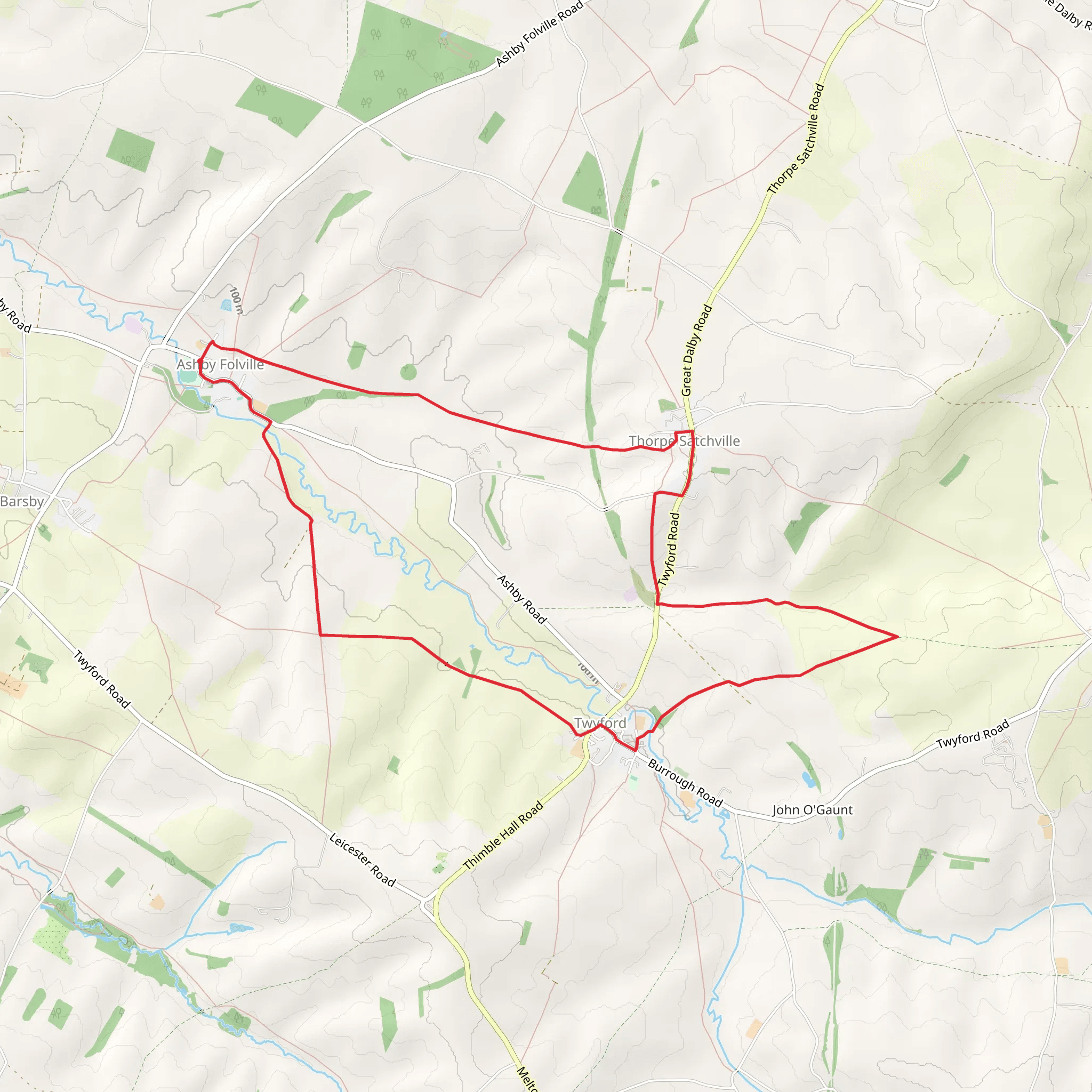 Ashby Folville - Thorpe Satchville - Twyford and Midshires Way mobile static map