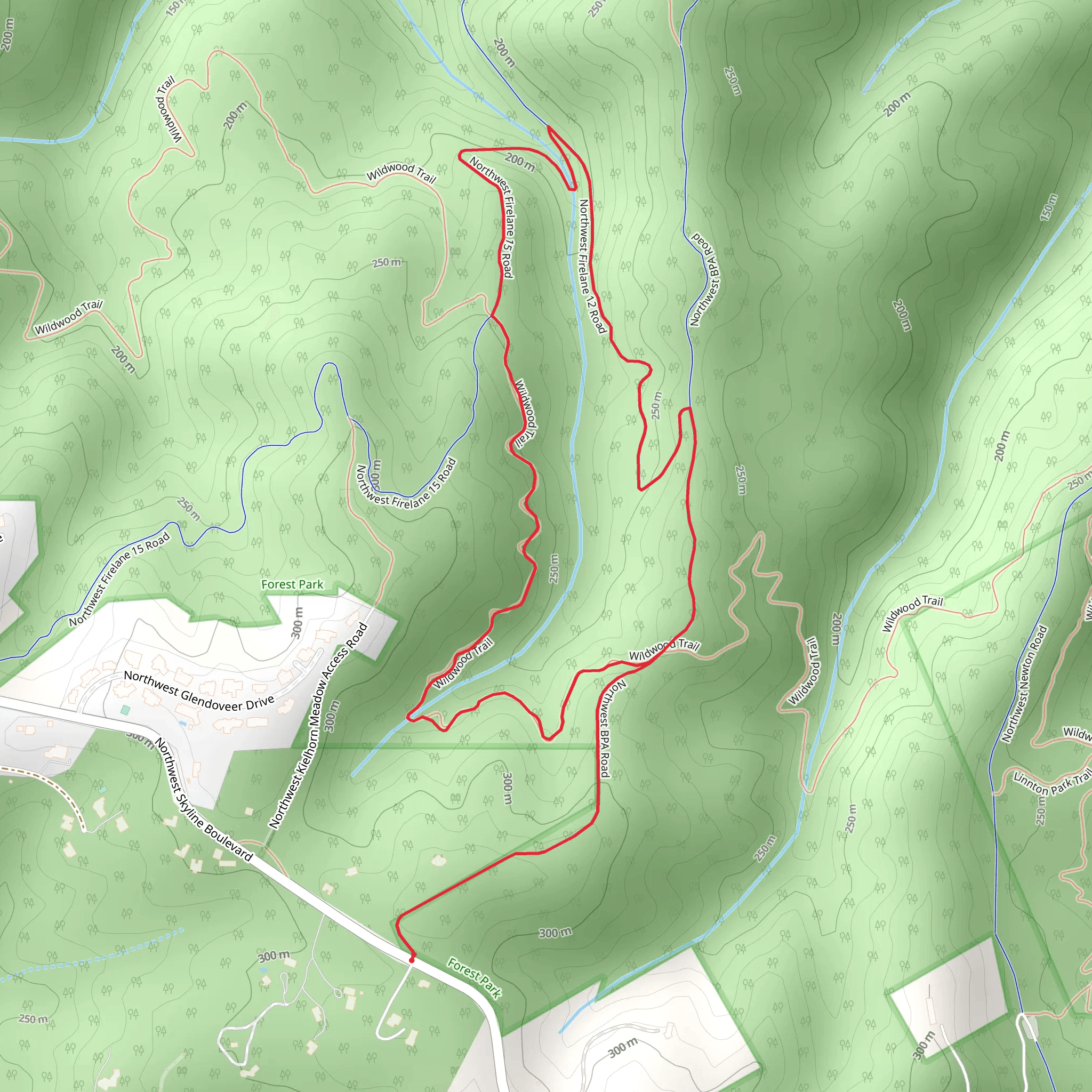 Northwest BPA Road and Wildwood Trail mobile static map