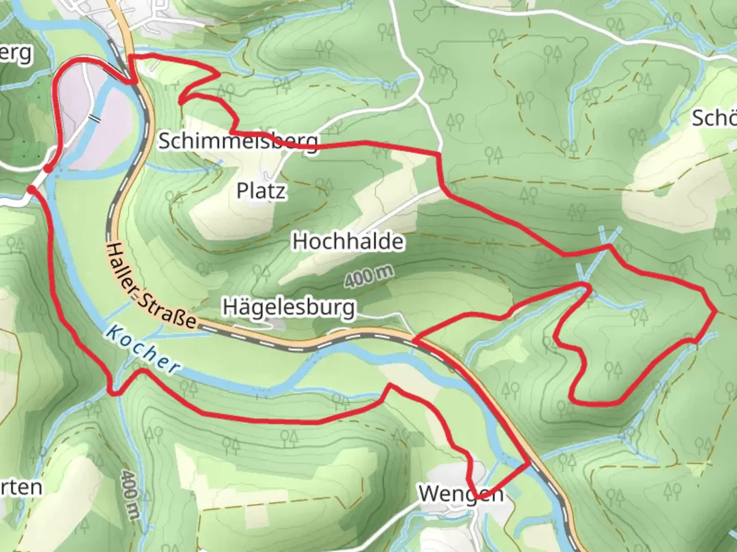 An image depicting the trail Sulzbach - Laufen Rundweg and its surrounding area.