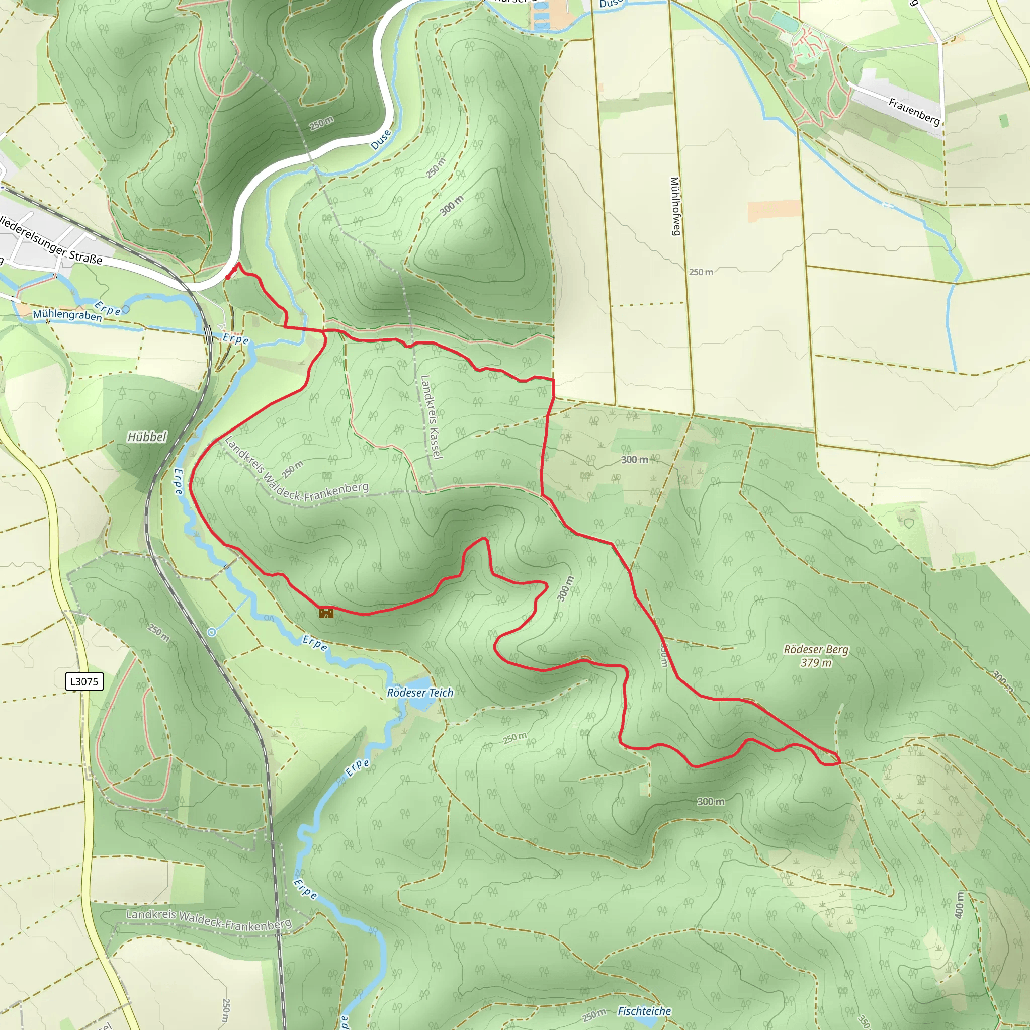 Burgruine Rodersen and Niederelsungen Rundweg mobile static map