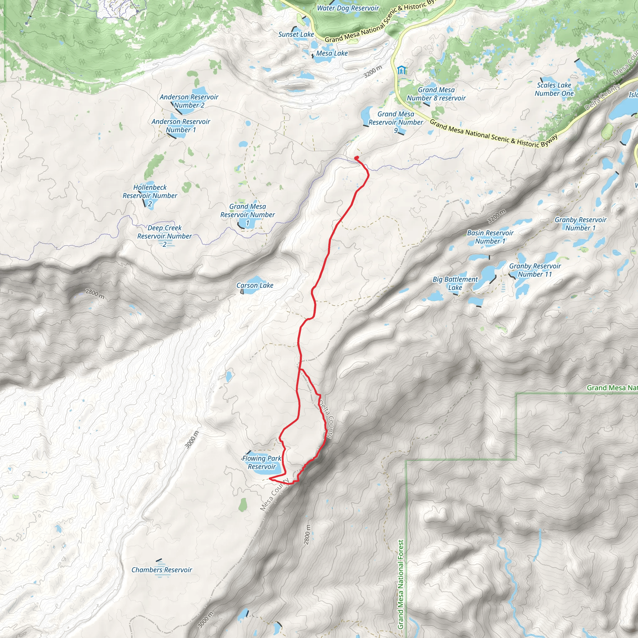 Flowing Park Reservoir Overlook Loop mobile static map