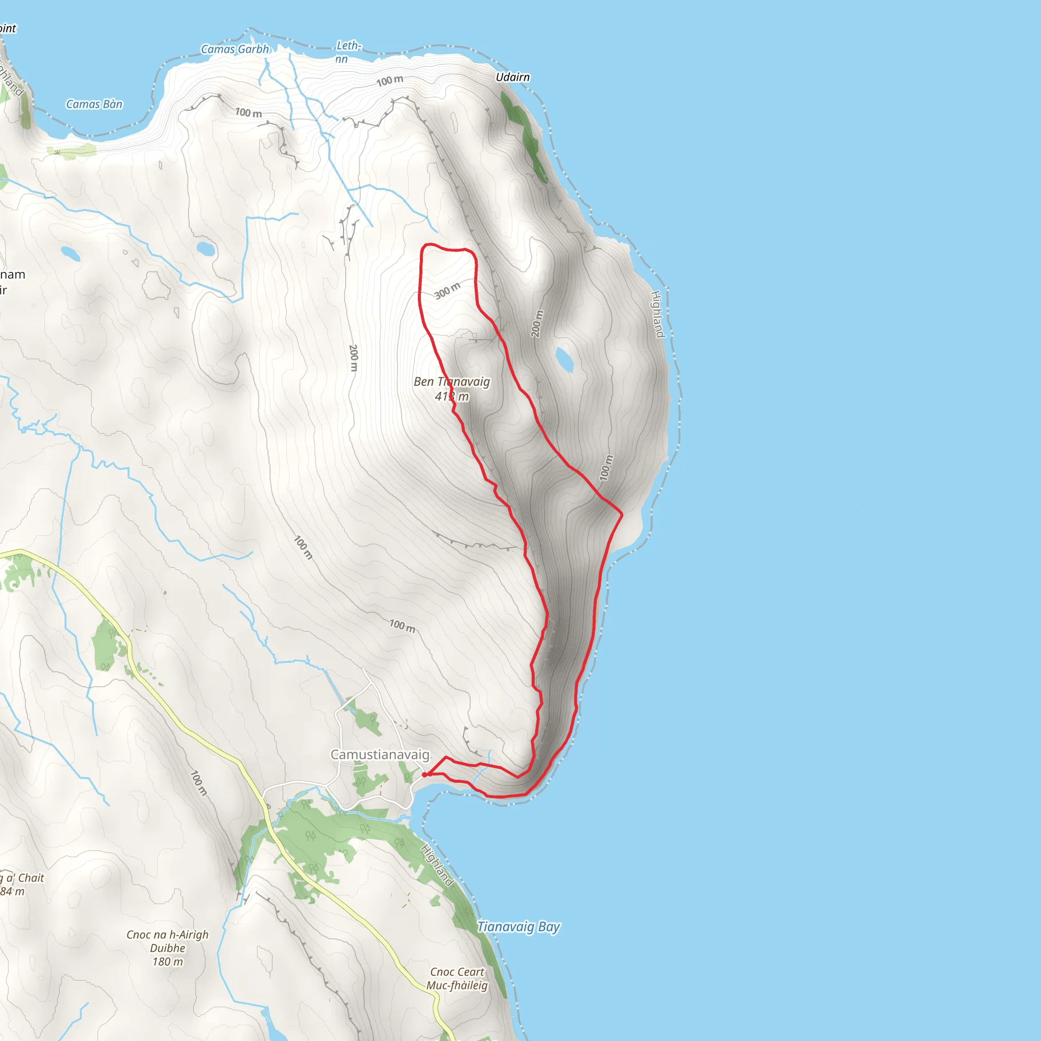 Ben Tianavaig Walk from Camastianavaig mobile static map