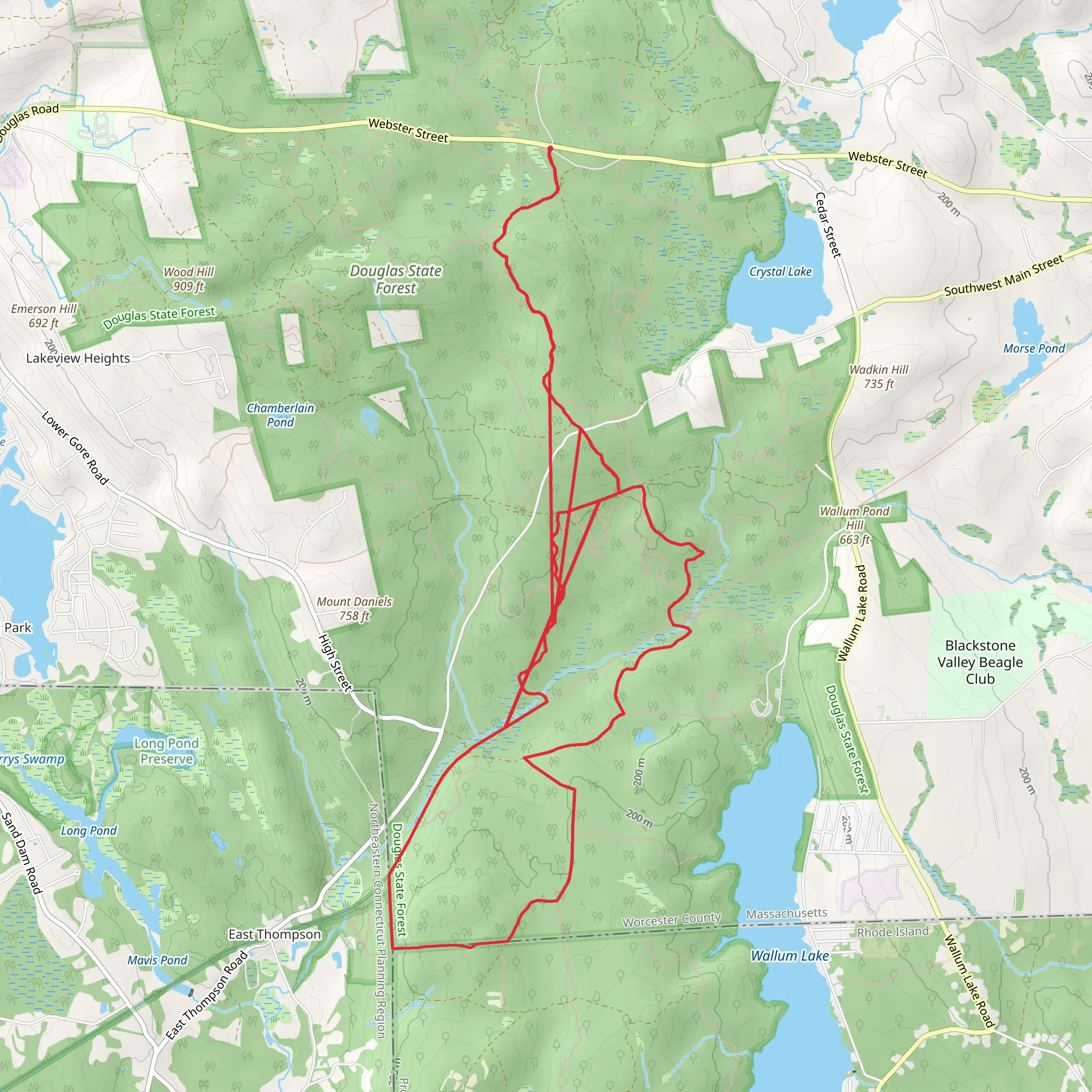 Rocky Brook and Midstate Loop Trail mobile static map