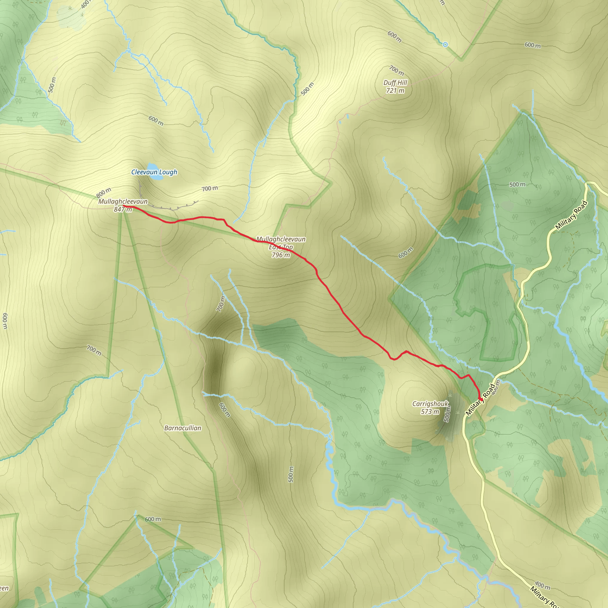 Mullaghcleevaun From Military Road mobile static map
