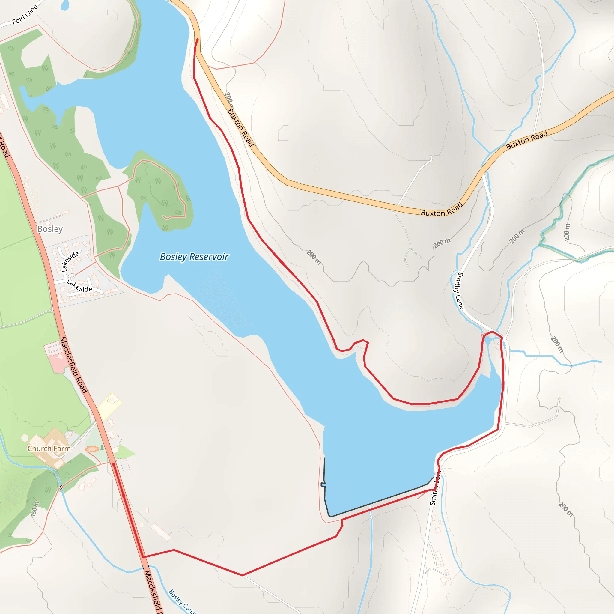 Bosley Reservoir Walk mobile static map