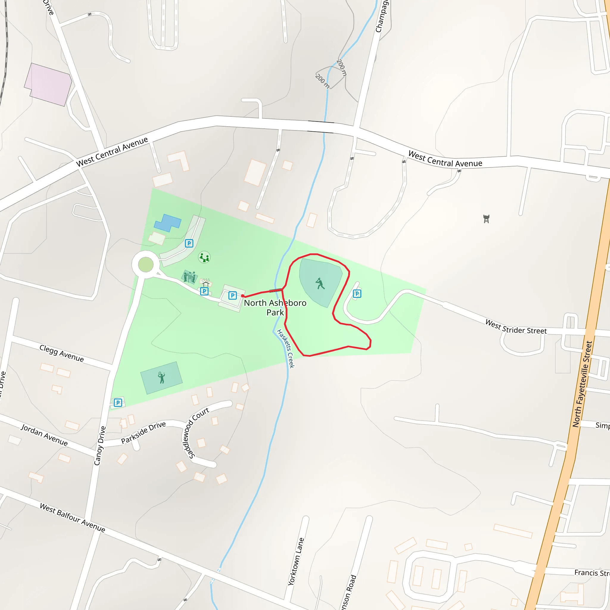 North Asheboro Park Loop mobile static map