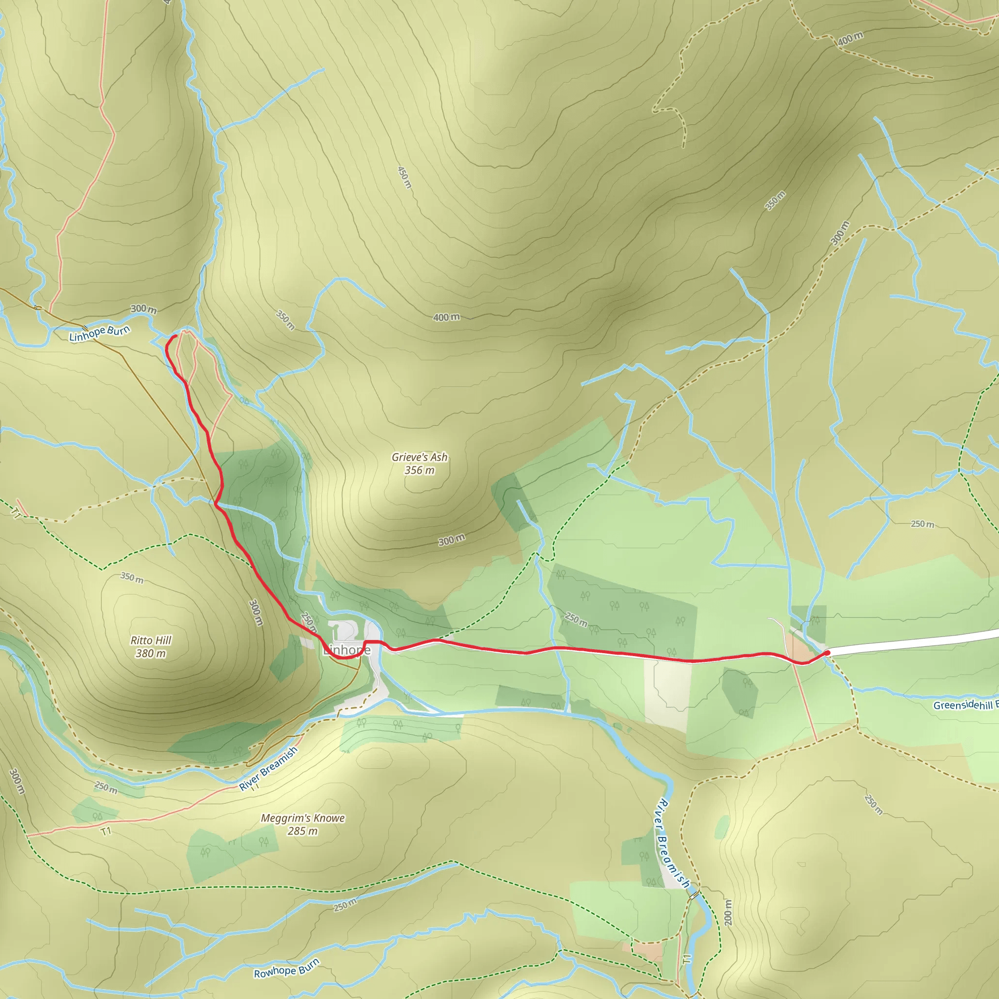 Linhope Spout Walk mobile static map