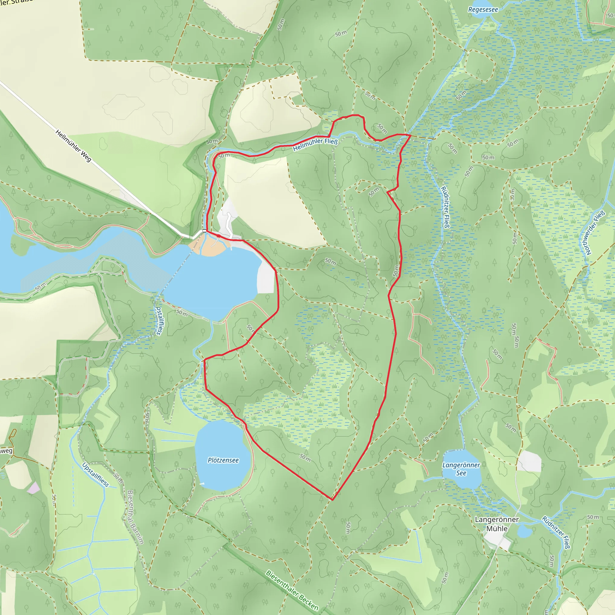 Biesenthaler Becken Loop via Plötzensee and Hellsee mobile static map