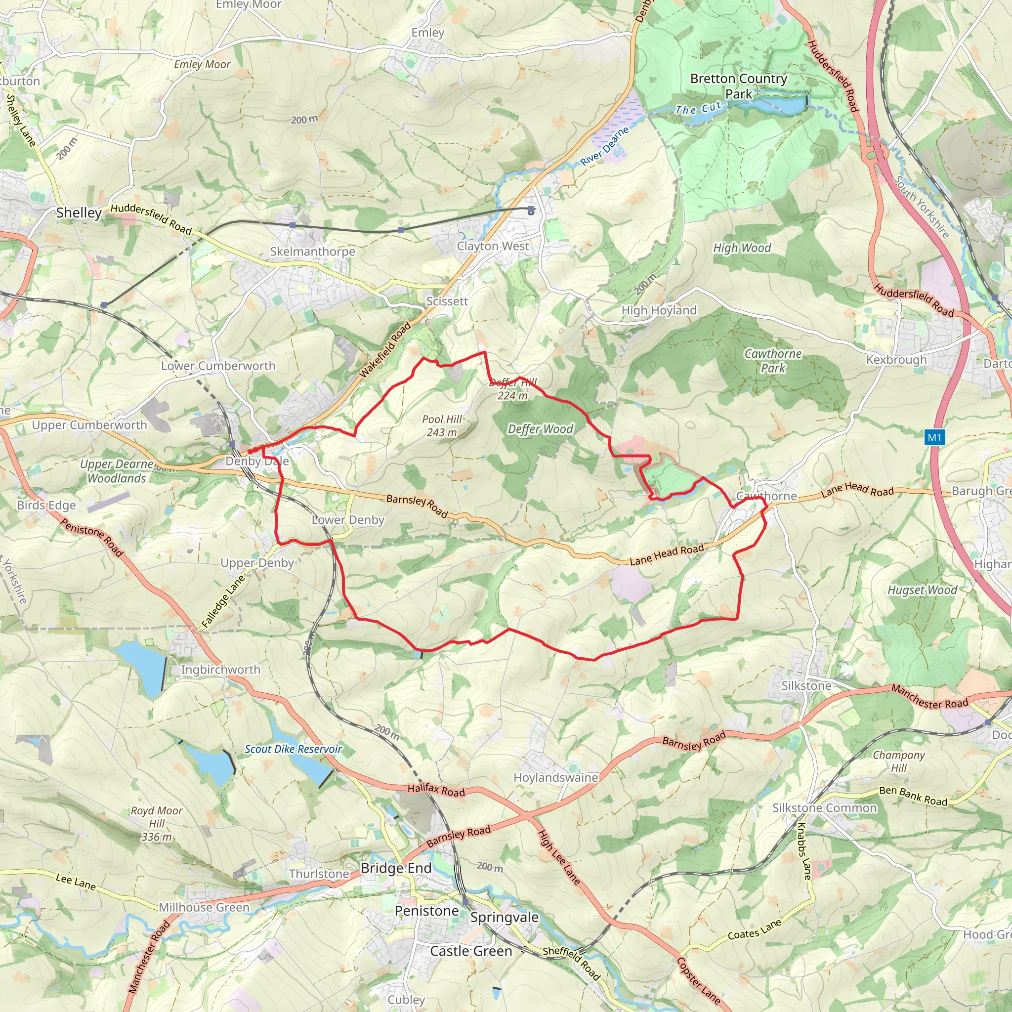 Denby Dale, Cawthorne and Gunthwaite Loop mobile static map