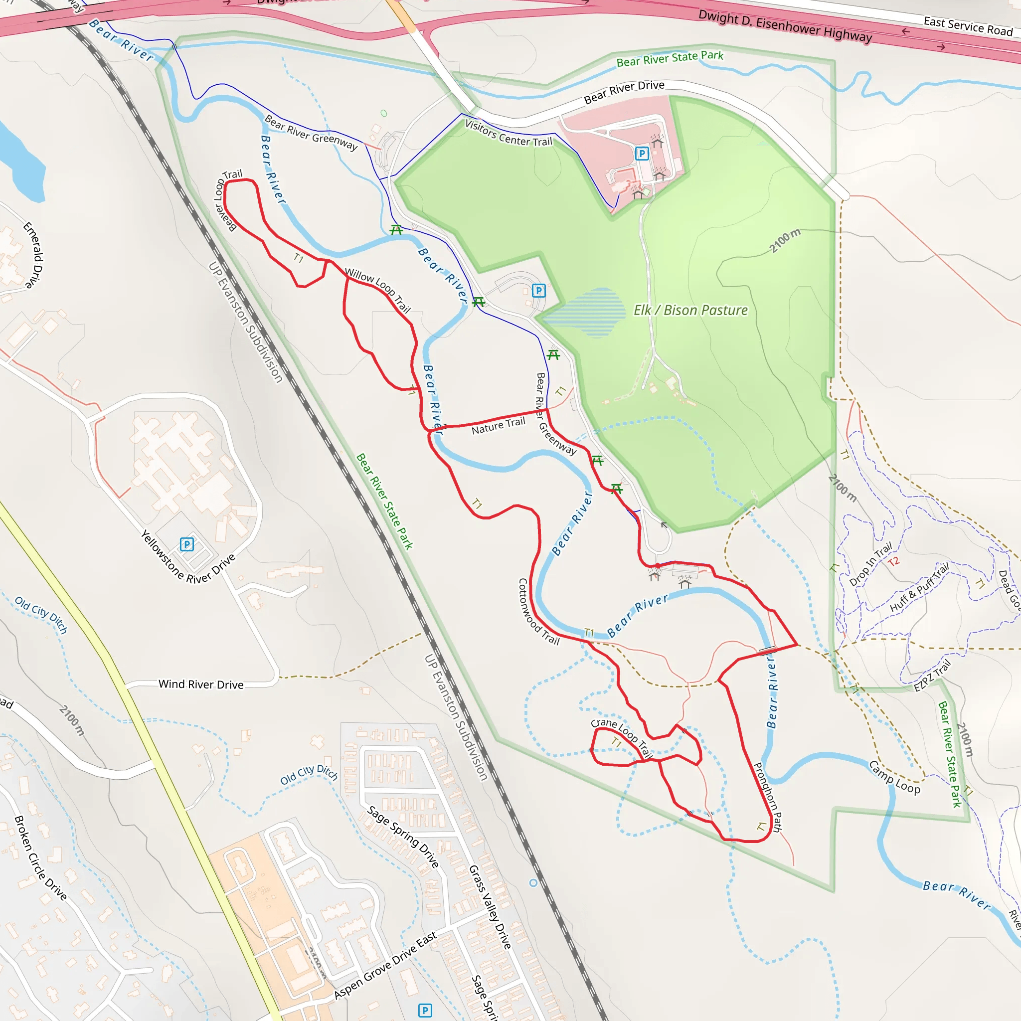 Pronghorn Path, Cottonwood and Willow Loop Trail mobile static map