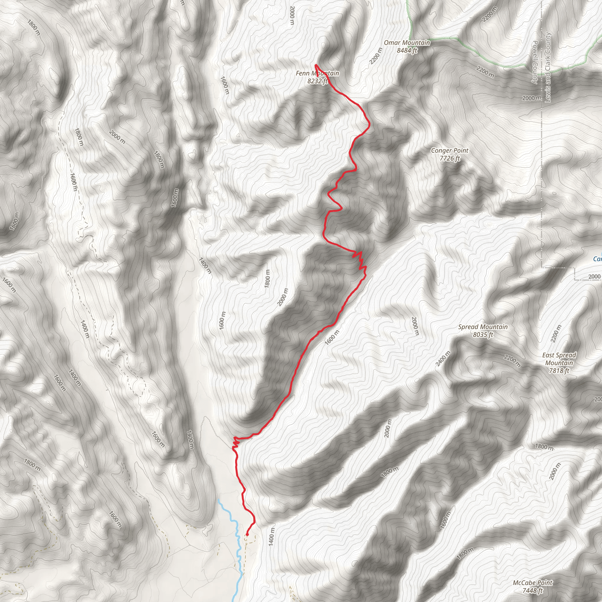 Fenn Mountain via Monture Creek Trail mobile static map