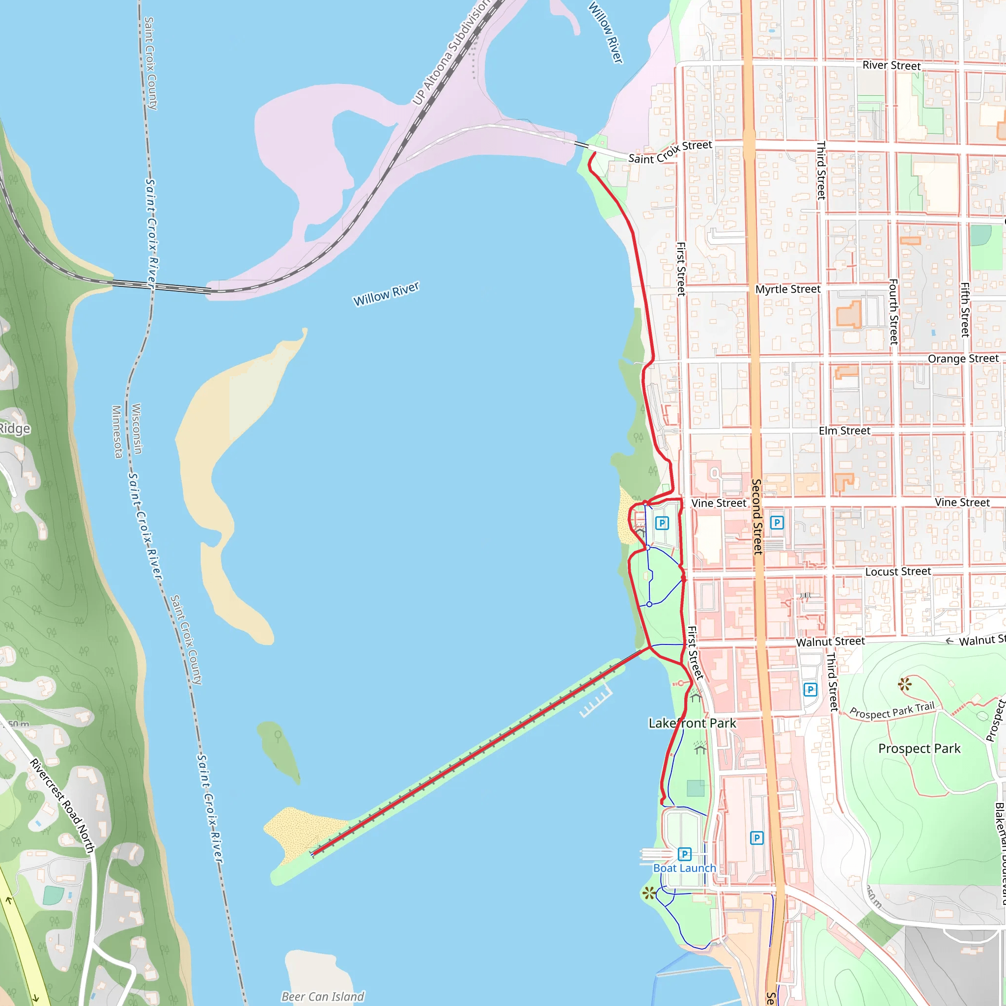 Willow River and Saint Croix River Walk mobile static map