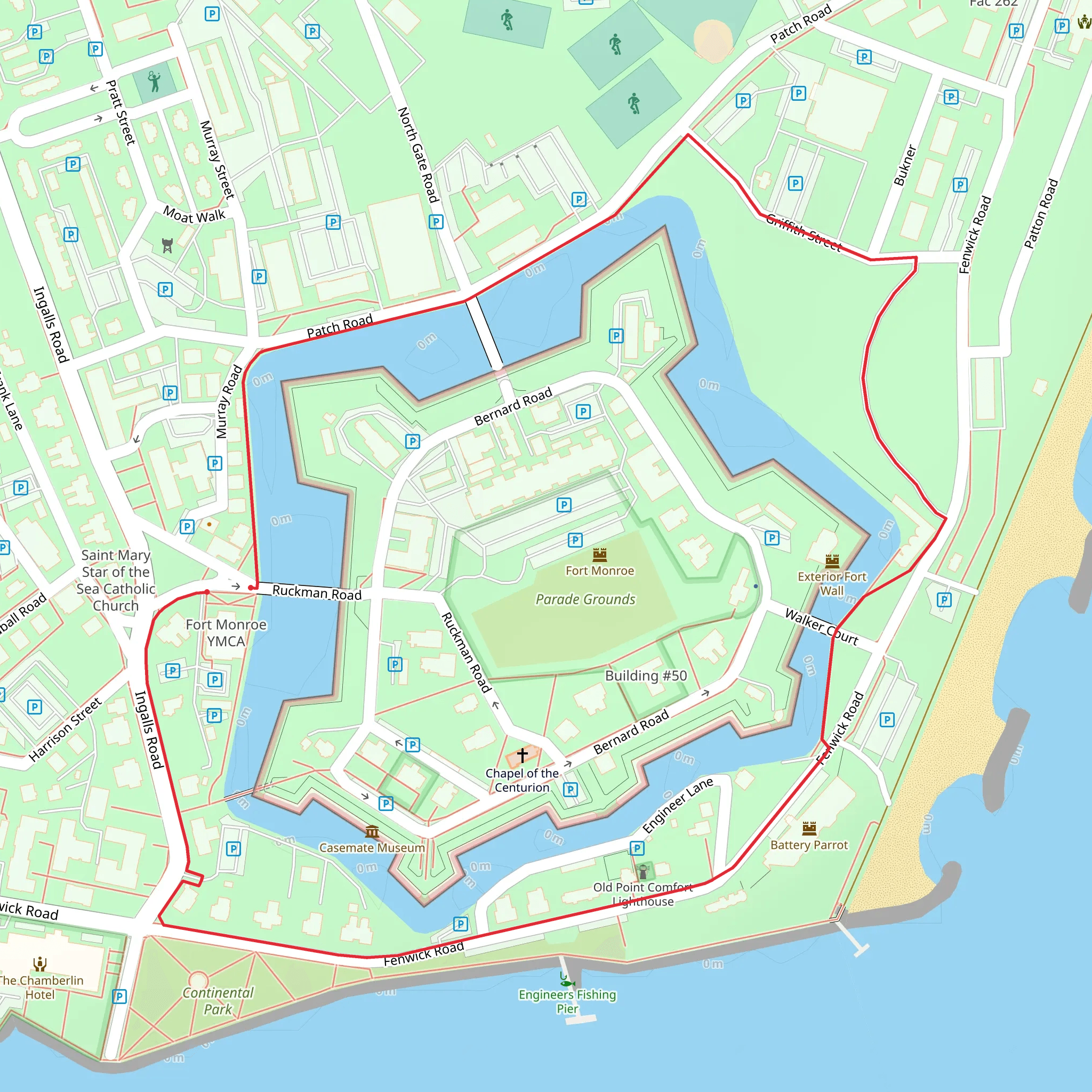 Fort Monroe and Engineers Fishing Pier Loop mobile static map
