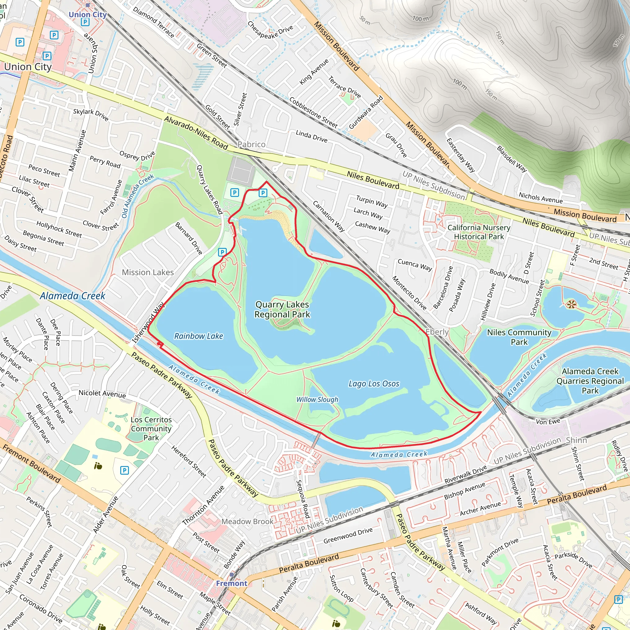 Rainbow Lake, Horseshoe Lake and Lago Los Osos Loop mobile static map