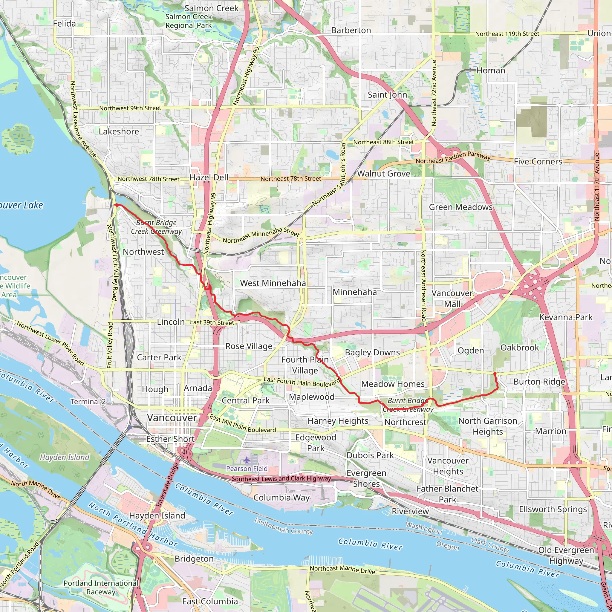 Burnt Bridge Creek Trail mobile static map