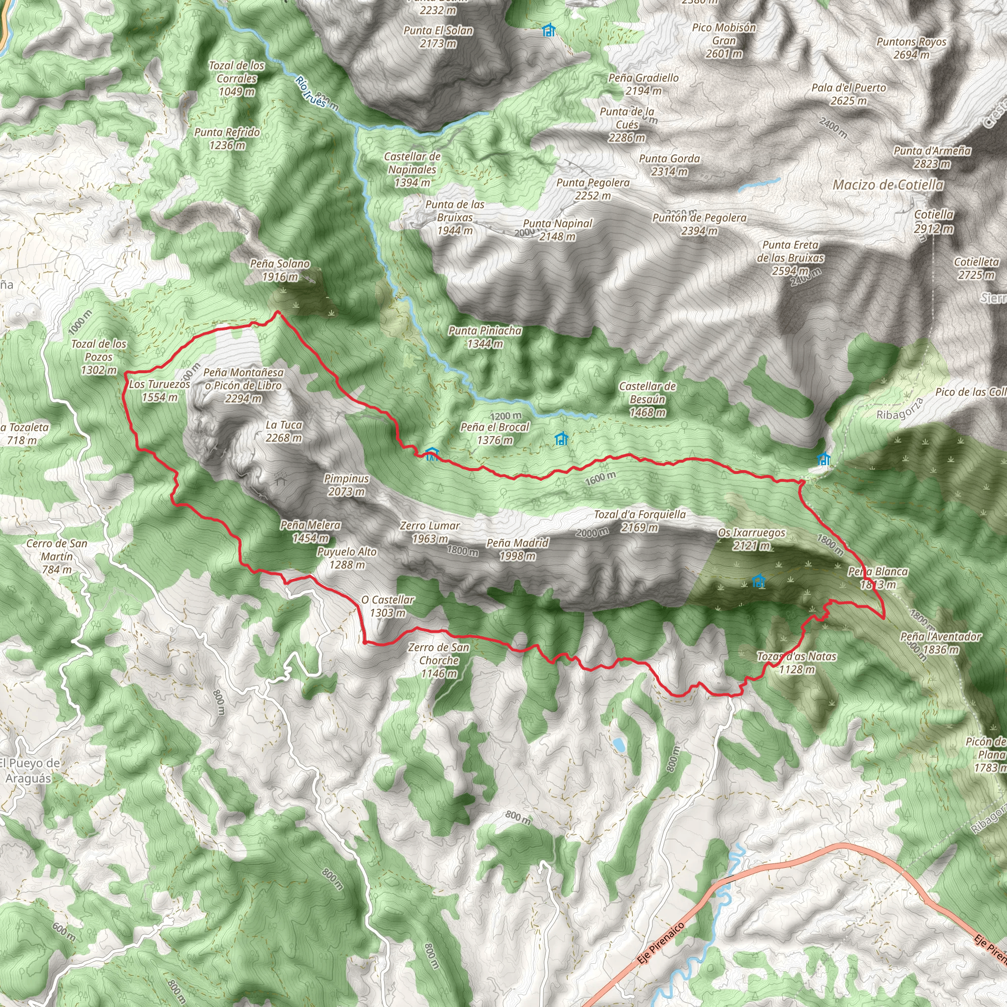 Tour of the Peña Montañesa PR HU 139 mobile static map