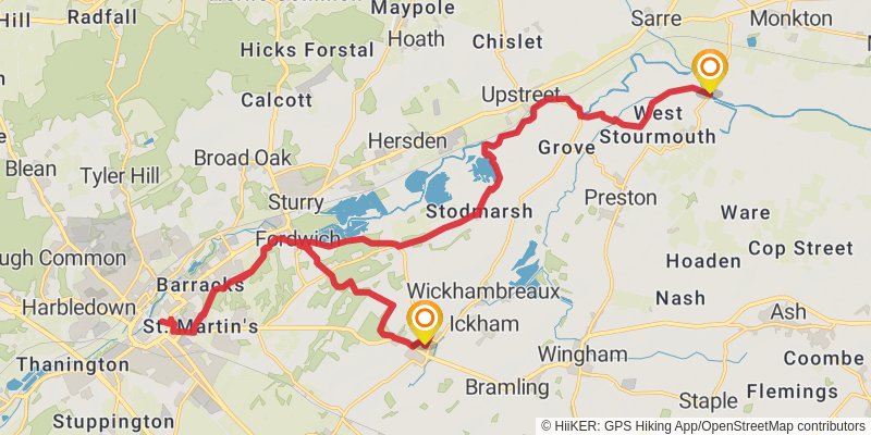 Southampton to Sandwich Walk stage 19 Map