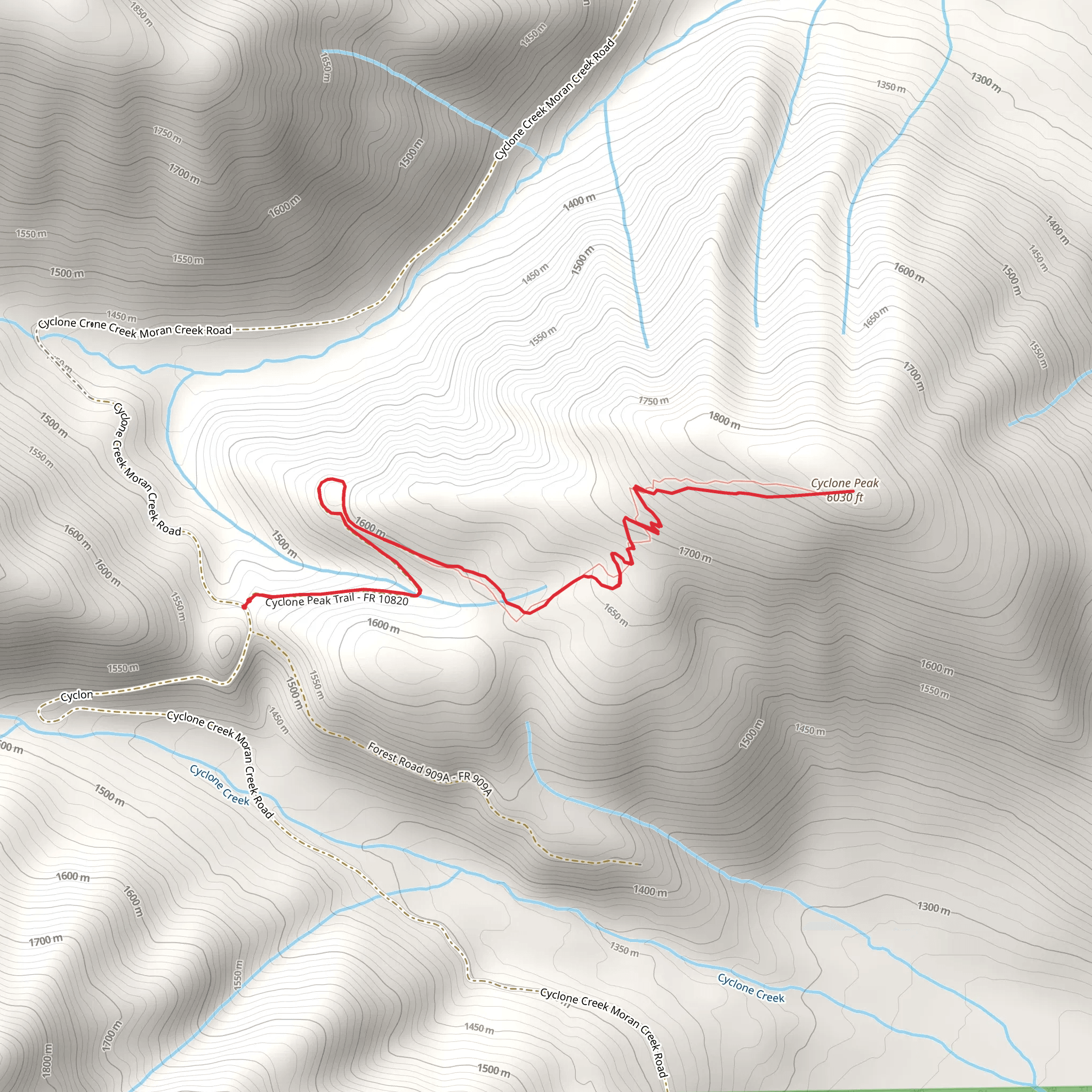 Cyclone Lookout Trail mobile static map