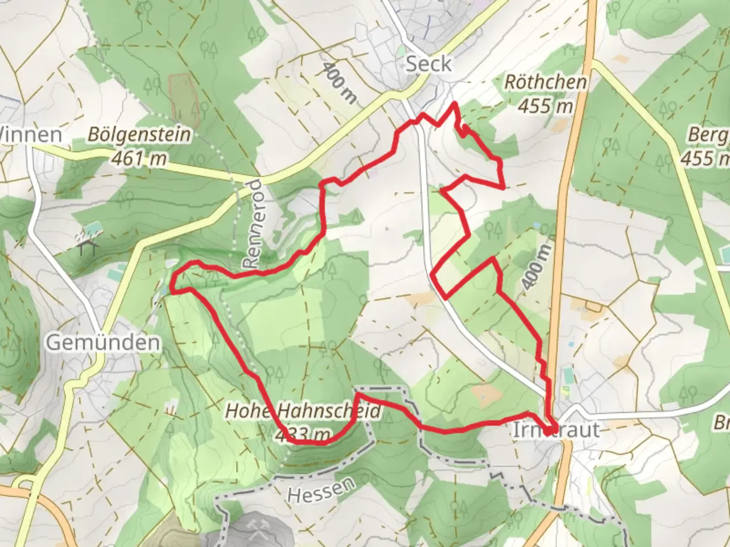 An image depicting the trail Hessenblick via Beilsteiner Weg and its surrounding area.