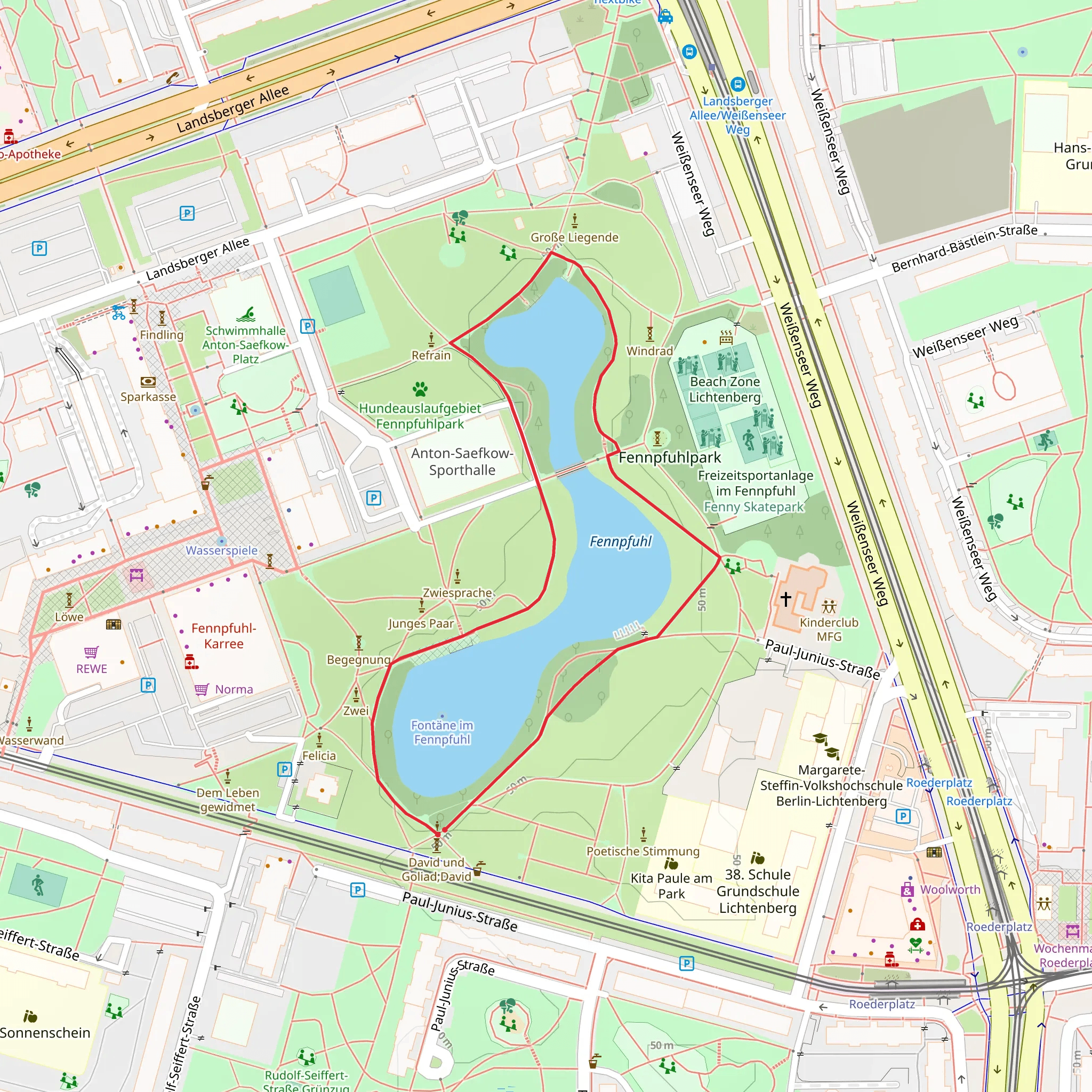 Fennpfuhl and Fontaene im Fennpfuhl Loop mobile static map