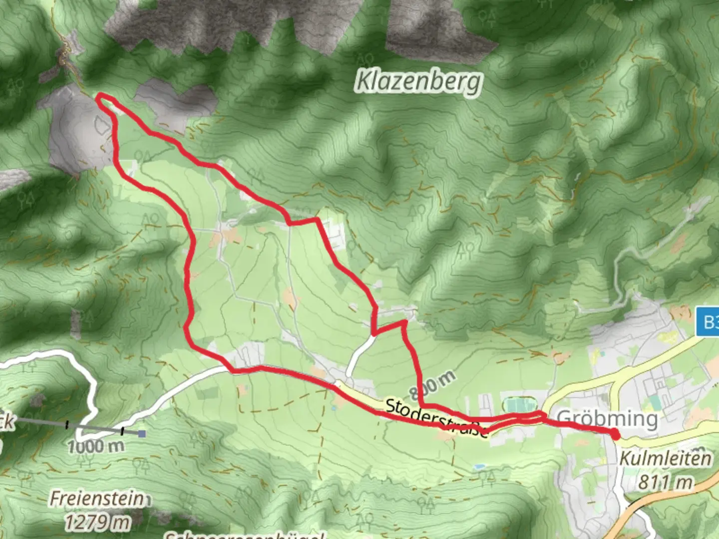 An image depicting the trail Gröbming-Winkl-Weyern-Gröbminger Alm and its surrounding area.