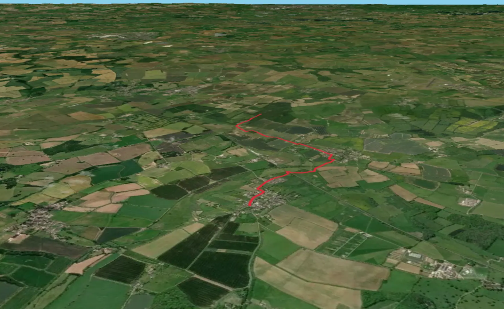 An image depicting the trail Kingham-Bledington-Foxholes and its surrounding area.