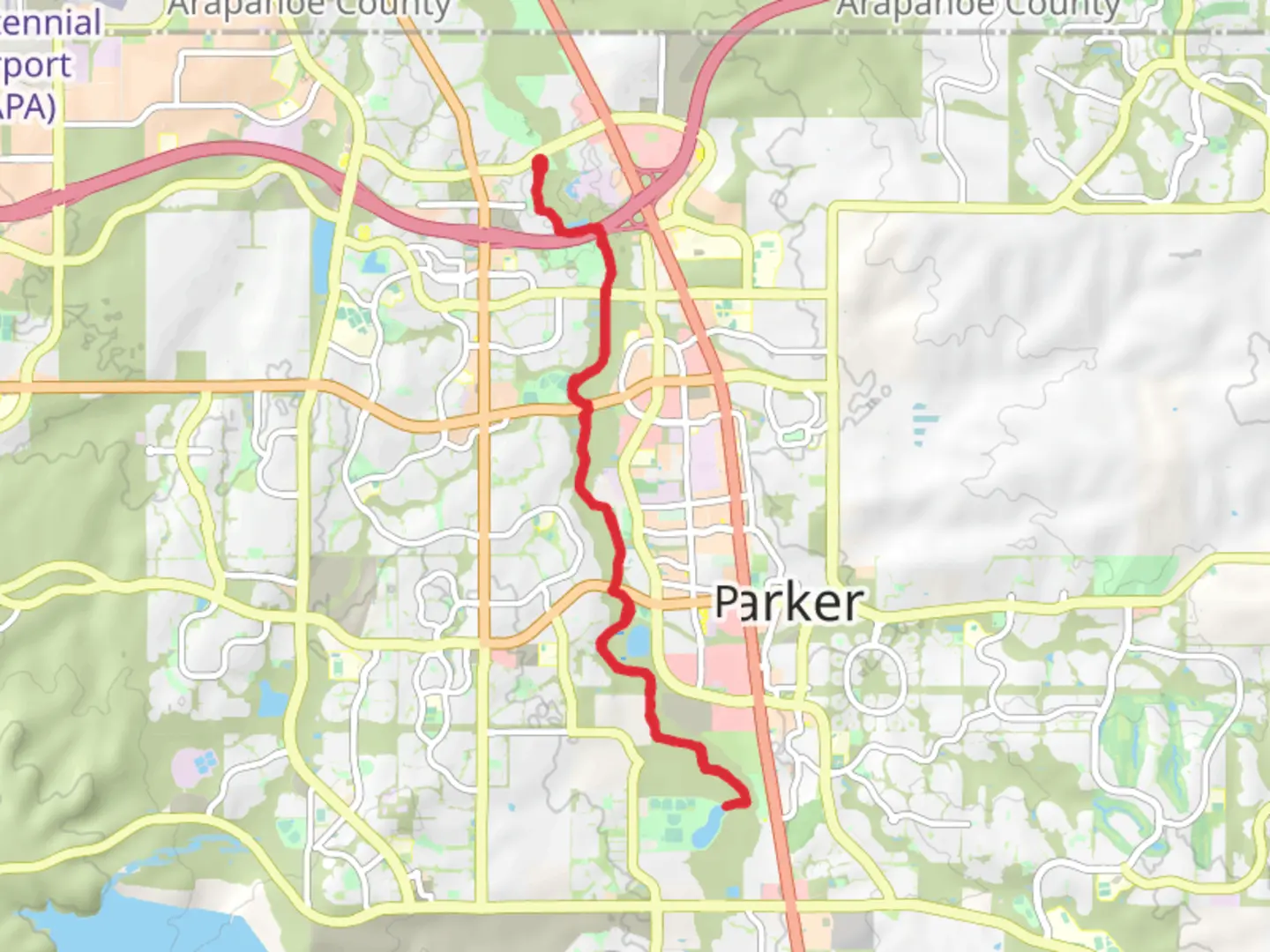 An image depicting the trail Cherry Creek Trail and its surrounding area.