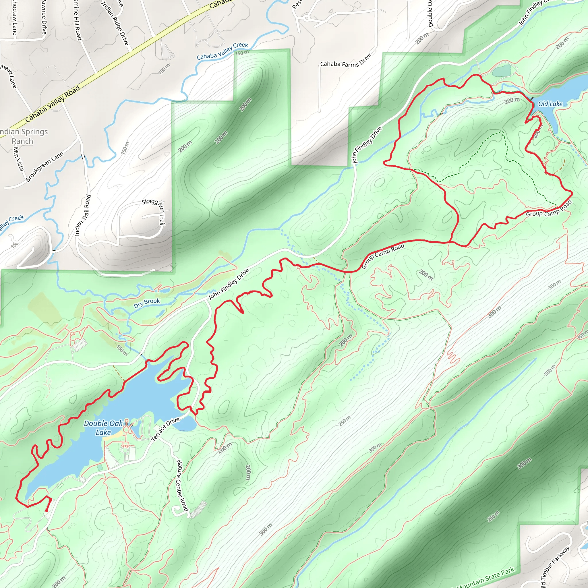 Double Oak Lake via Seven Bridges and Garrett's Gulch mobile static map