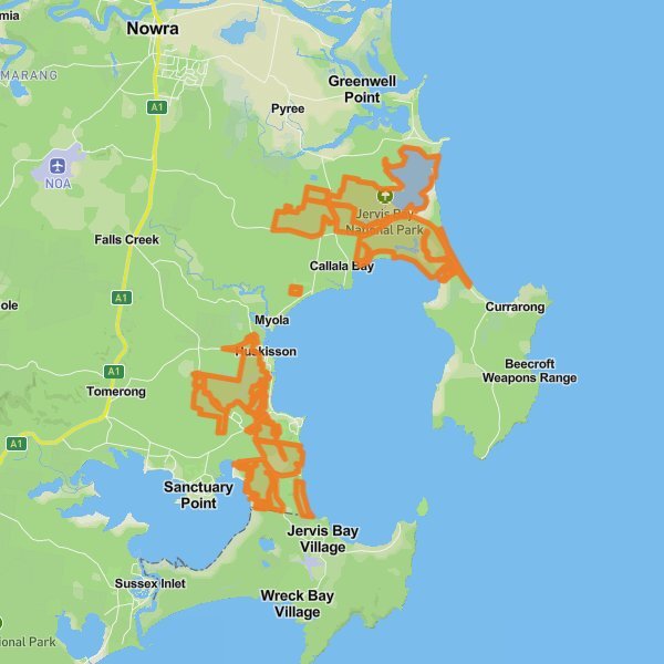 Jervis Bay National Park mobile static map