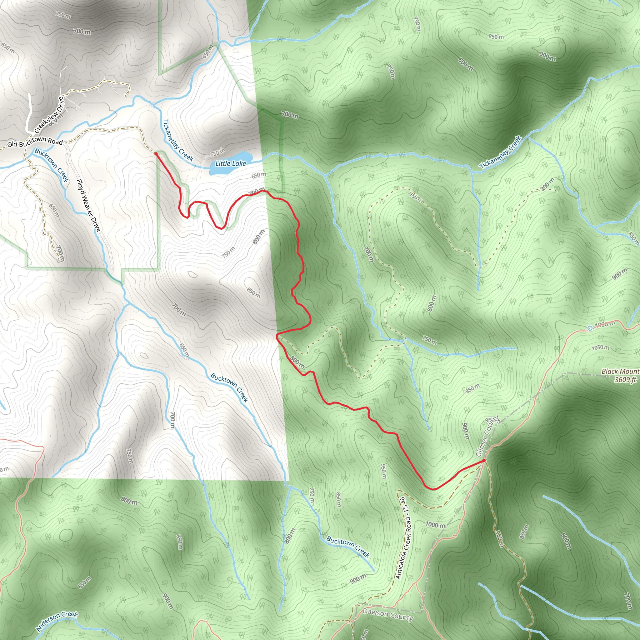 Nimblewill Gap to Road Little Lake mobile static map