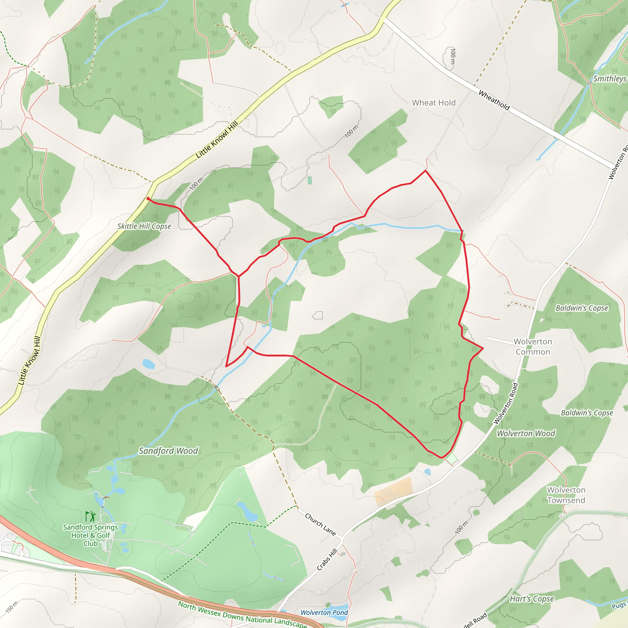 Sandford Woods and Brock Copse Loop mobile static map