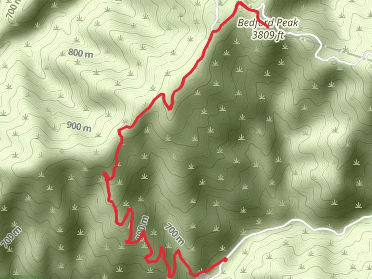 An image depicting the trail Bedford Peak via Silverado Way and its surrounding area.
